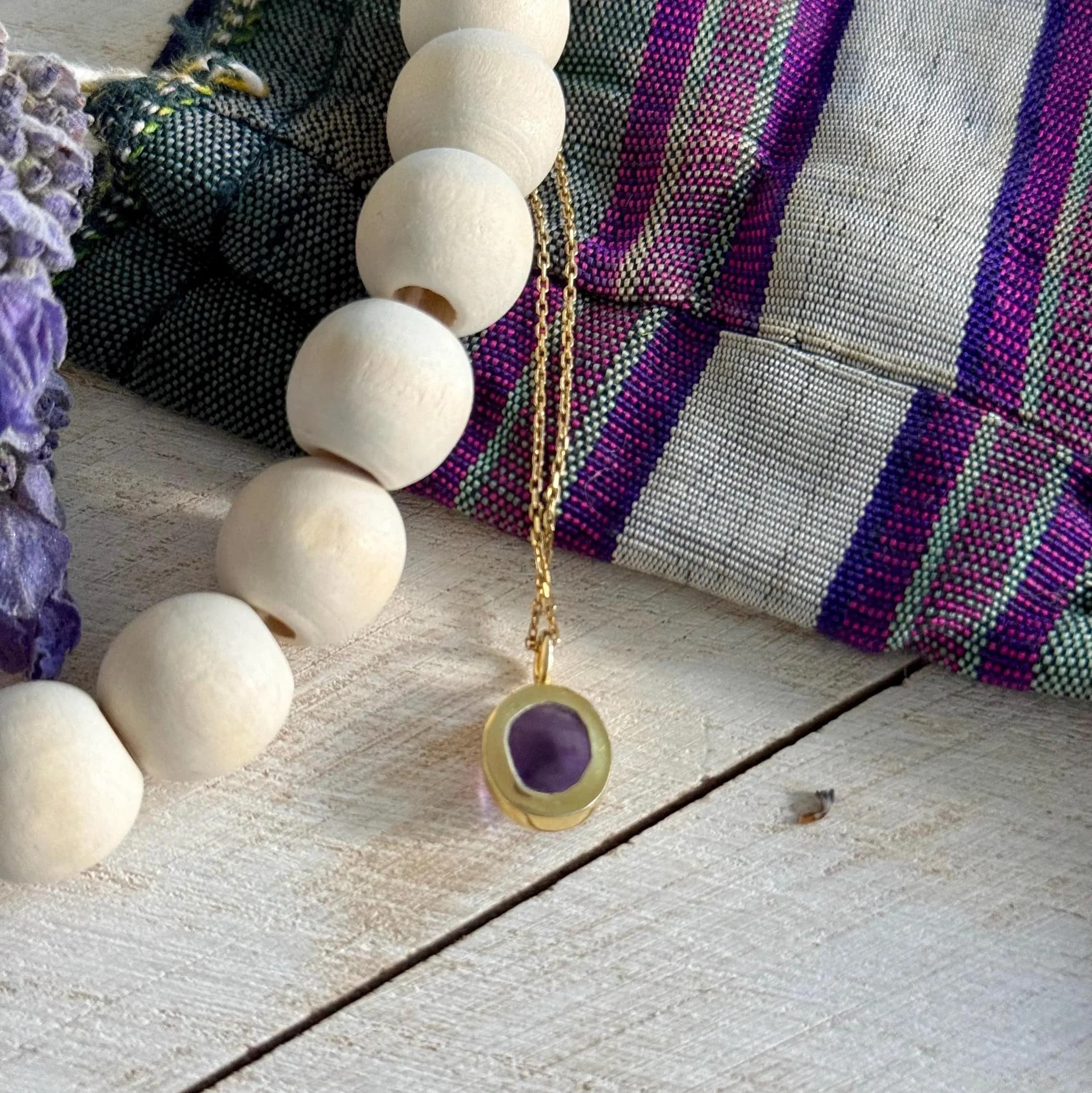 Ishq Amethyst Pendant | Farsi Calligraphy Necklace | Rumi Inspired - image 3