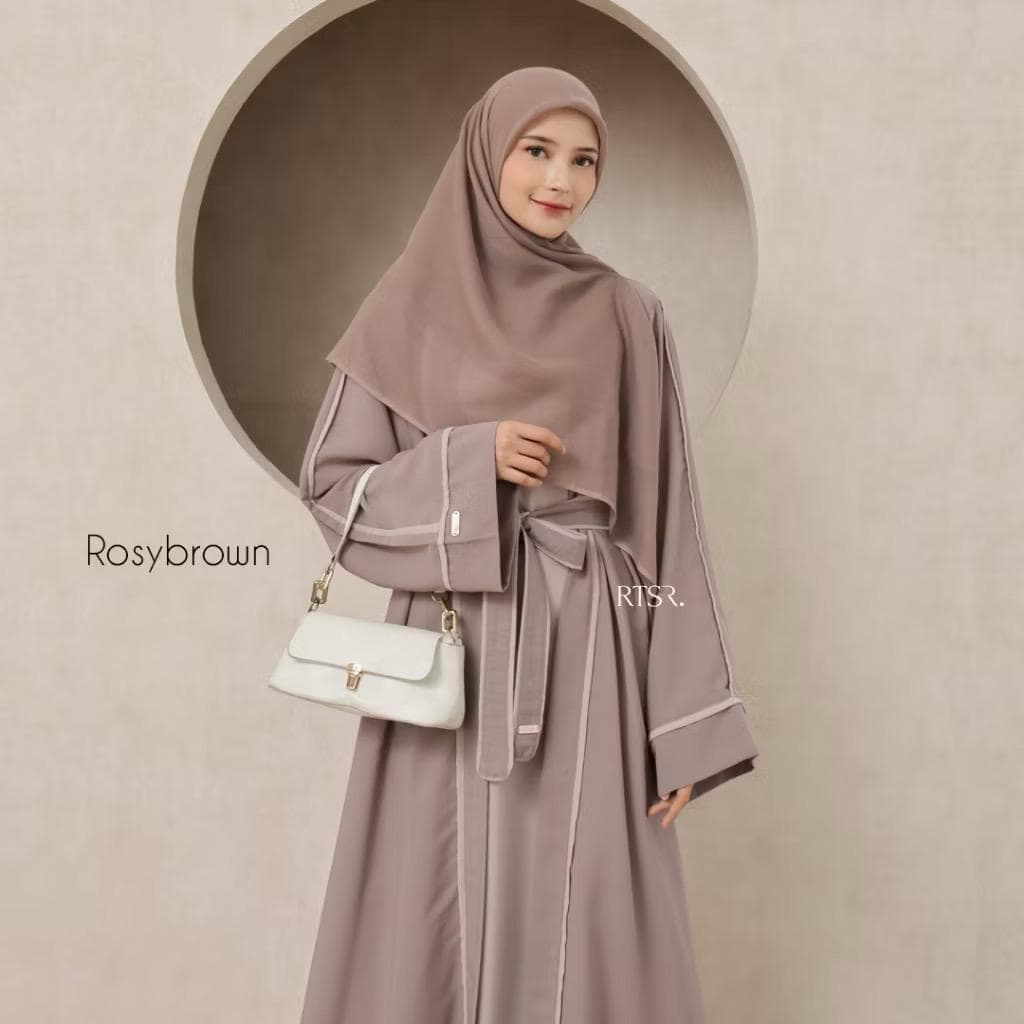 2 in 1 Open Abaya Dress for Women | Attached Inner Dress with Belt | Modest Muslim Maxi Dress | Eid Islamic Clothing - image 2