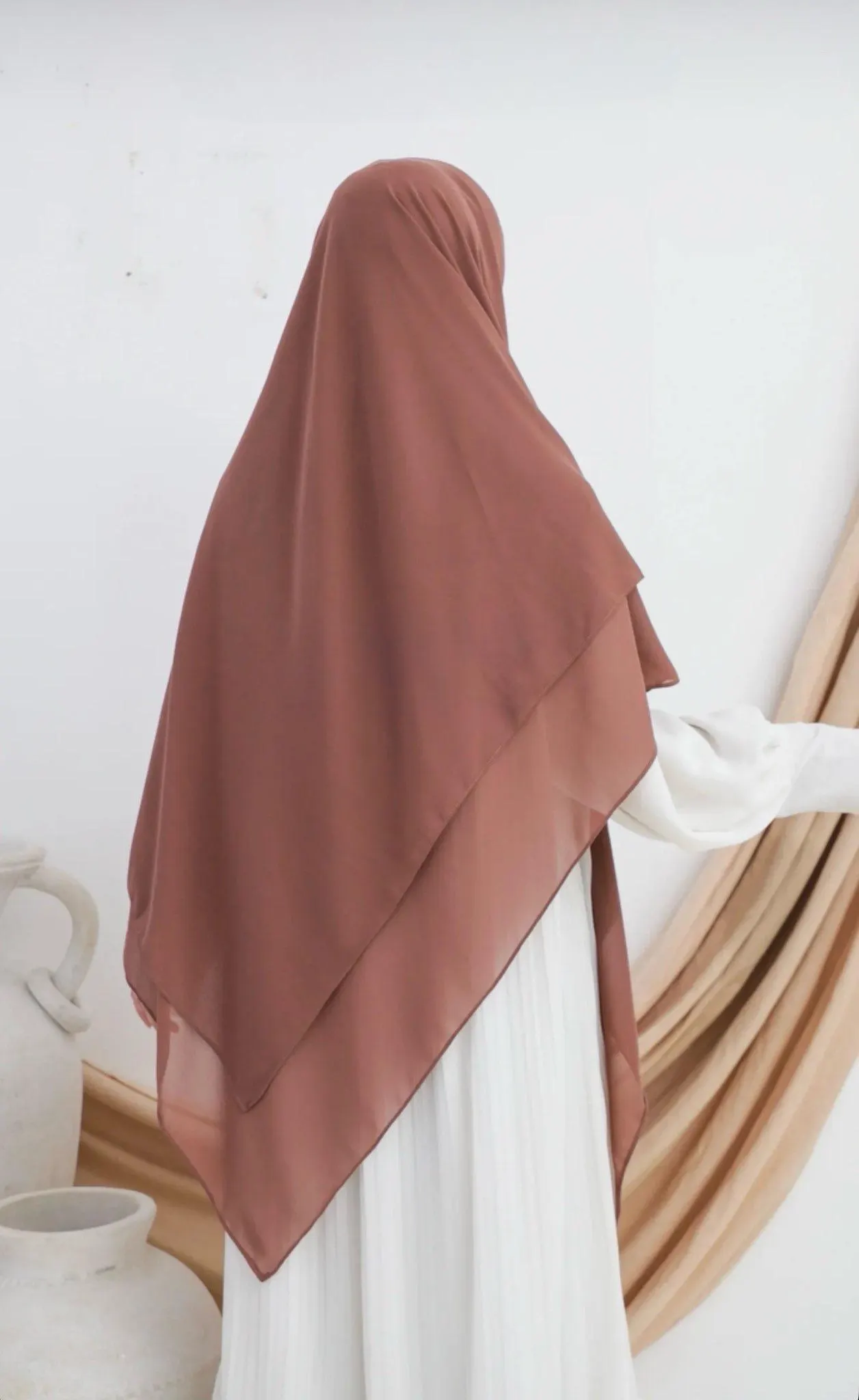 Long Layered Khimar Hijab with niqab | Modest Islamic Jilbab | Soft Chiffon Prayer Hijab | Muslim Gift - image 3