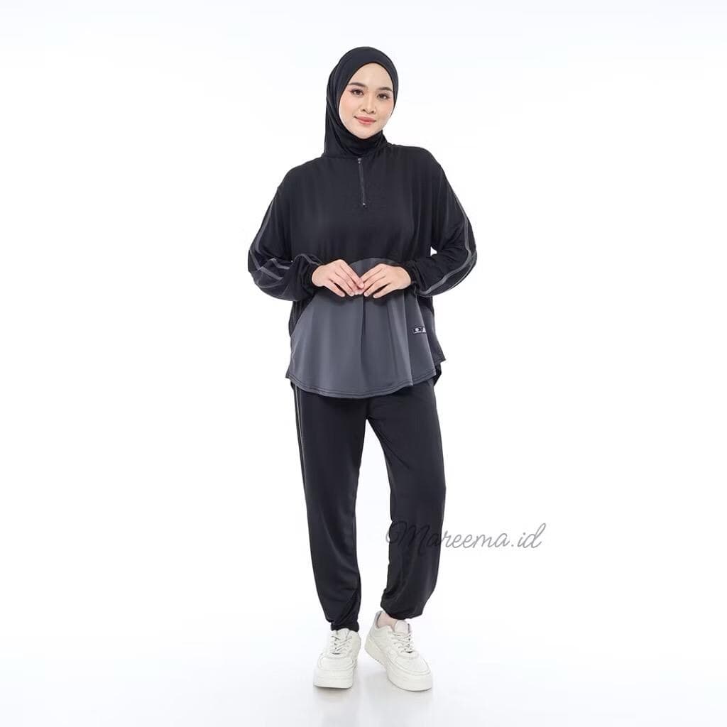 Modest Muslim Sportswear Set with Built-In Hijab | Islamic Activewear for Women | Long Sleeve Workout Outfit | Modest Gym Wear | Jogging Set - image 2