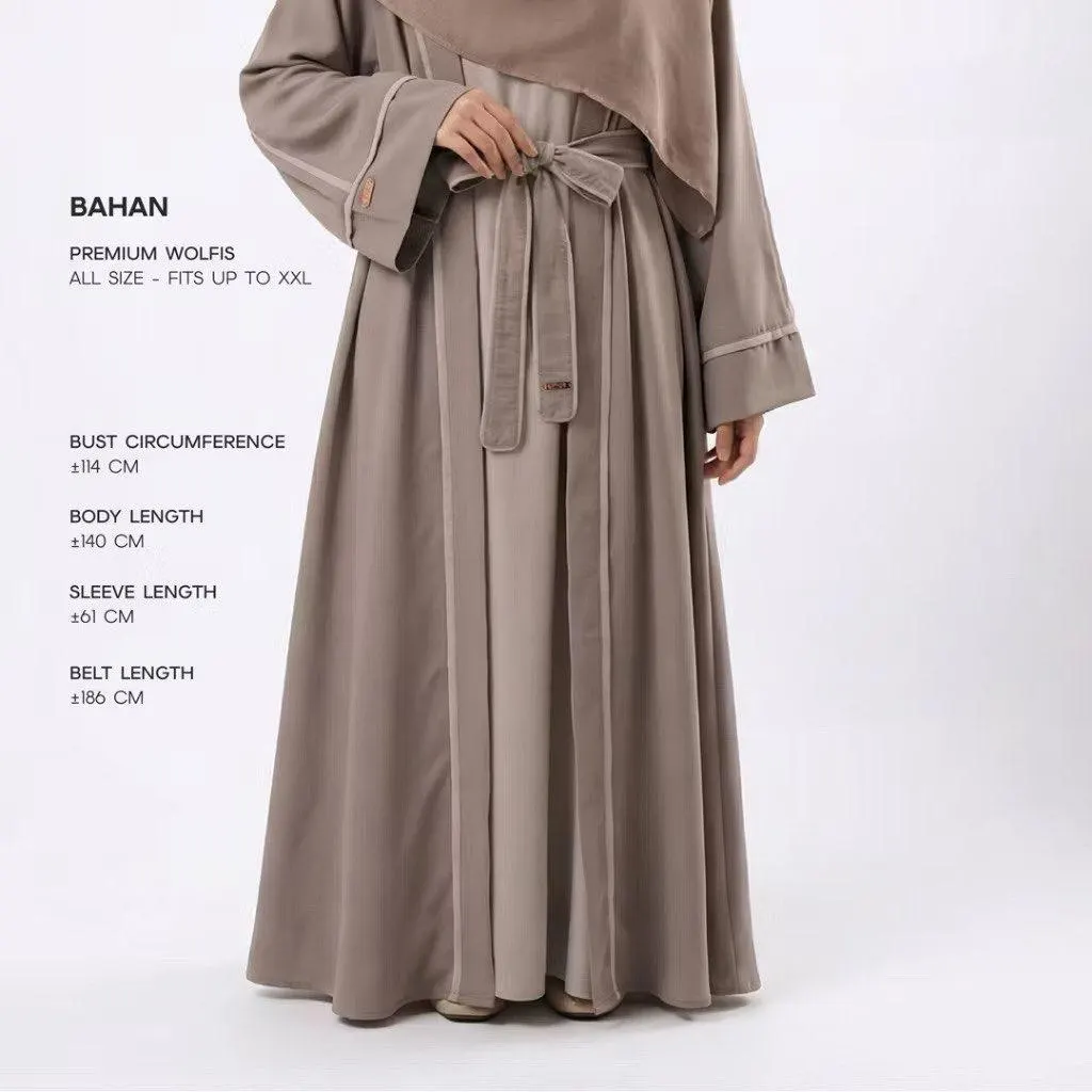 2 in 1 Open Abaya Dress for Women | Attached Inner Dress with Belt | Modest Muslim Maxi Dress | Eid Islamic Clothing