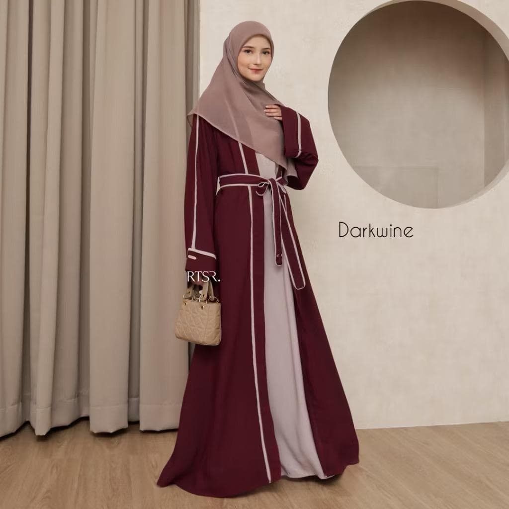 2 in 1 Open Abaya Dress for Women | Attached Inner Dress with Belt | Modest Muslim Maxi Dress | Eid Islamic Clothing - image 5