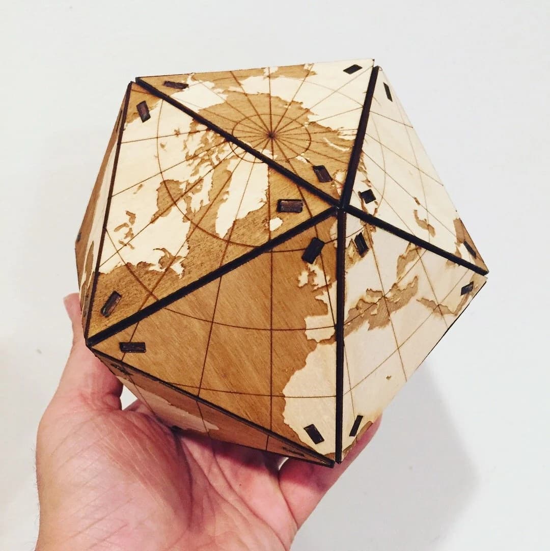 Lasercut Dymaxion Globe Model 3 mm Wooden 3D Plan SVG File - image 4