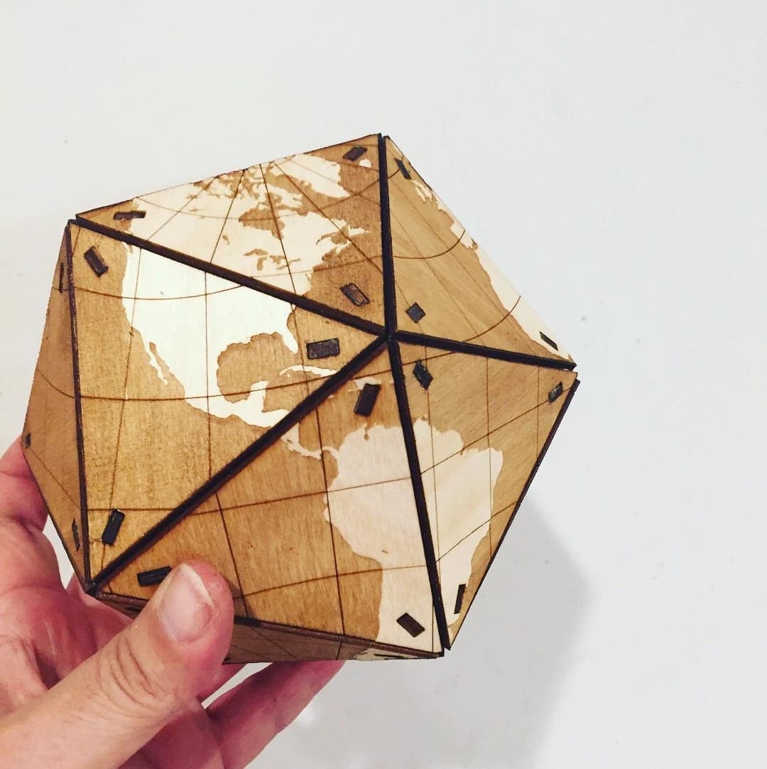 Lasercut Dymaxion Globe Model 3 mm Wooden 3D Plan SVG File - image 3
