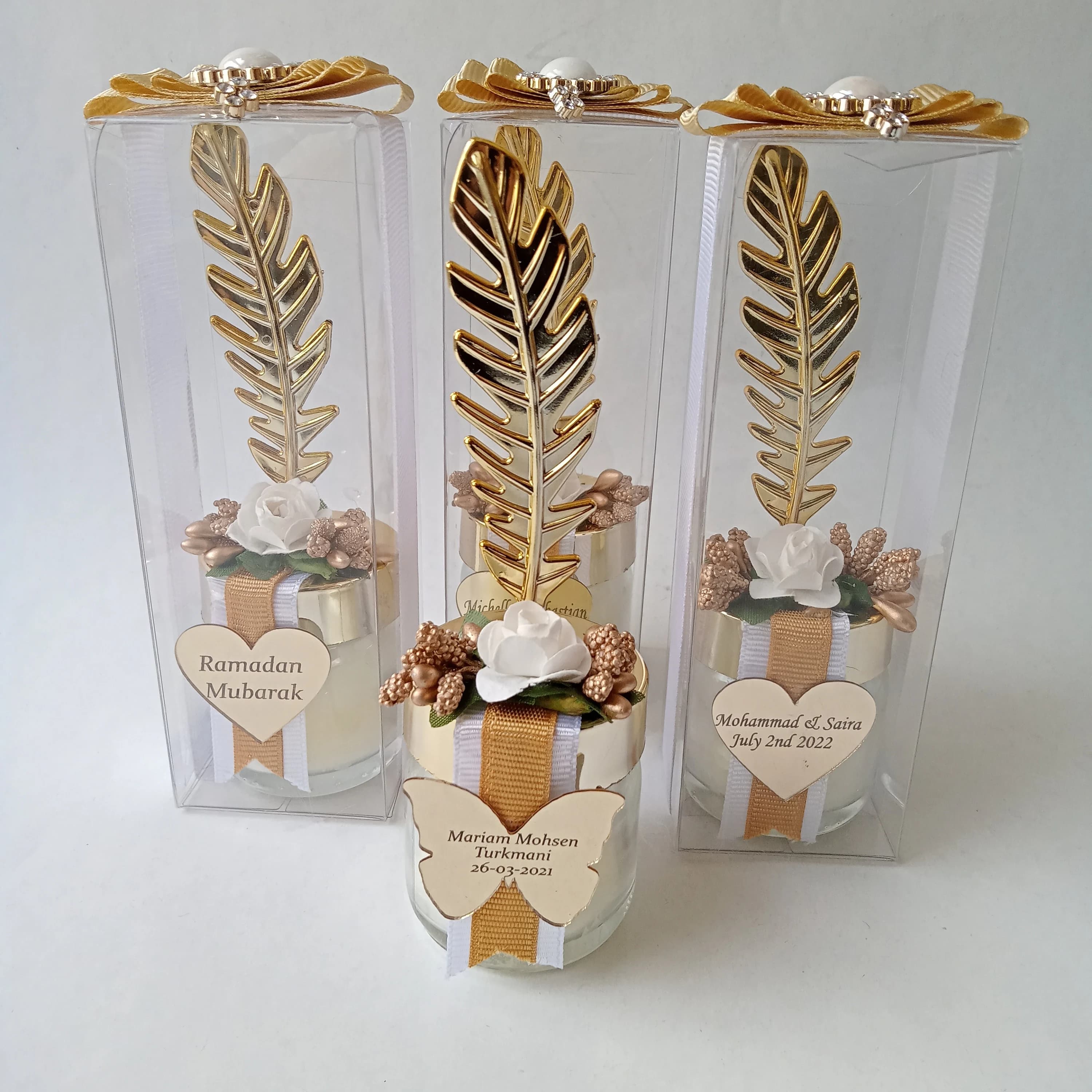 Personalized Candle Wedding Favors, Golden Feather, Bulk Gifts - image 5