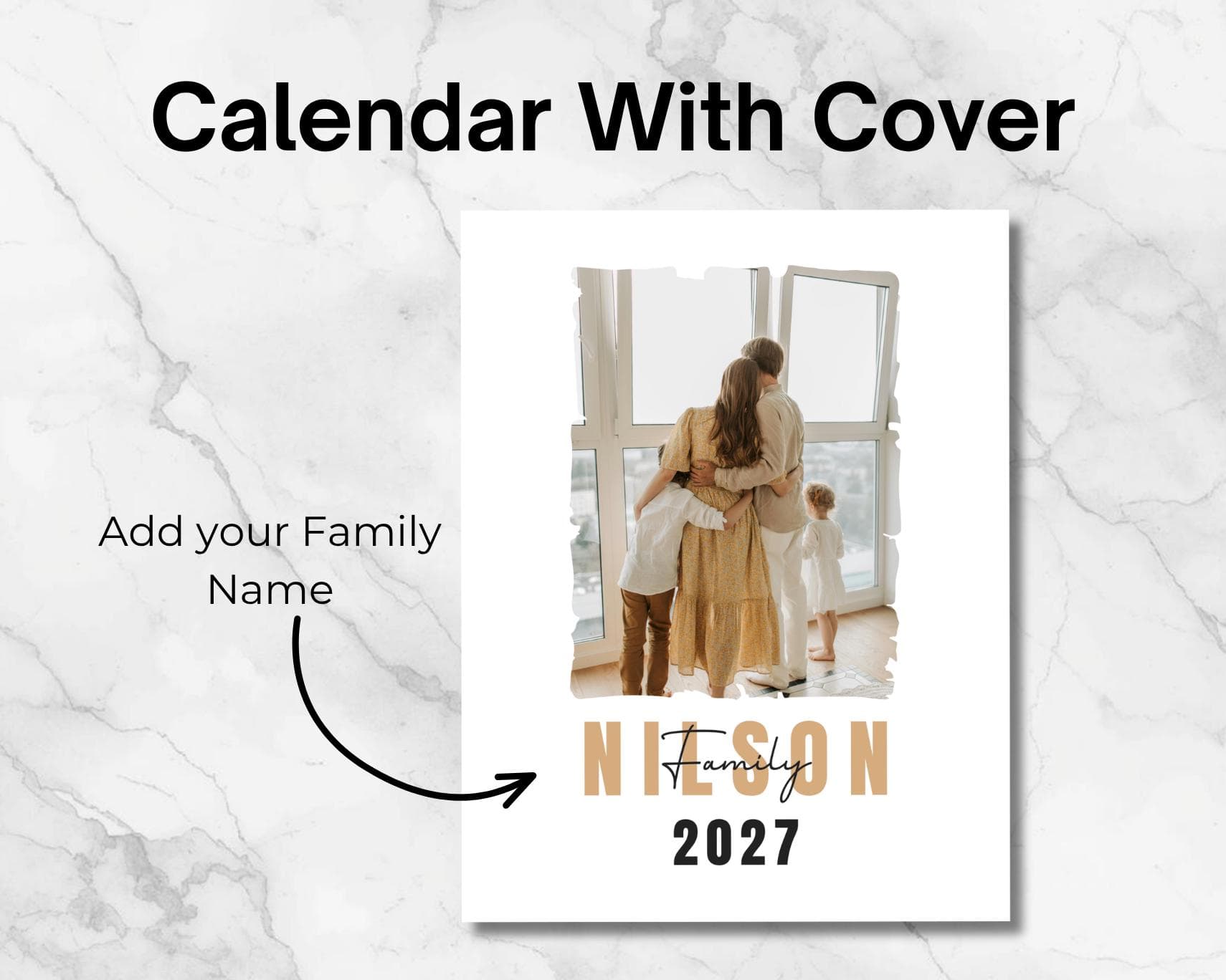 2027 Family Photo Calendar Template, Editable Canva Calendar with Notes, Sunday Monday Start - image 5
