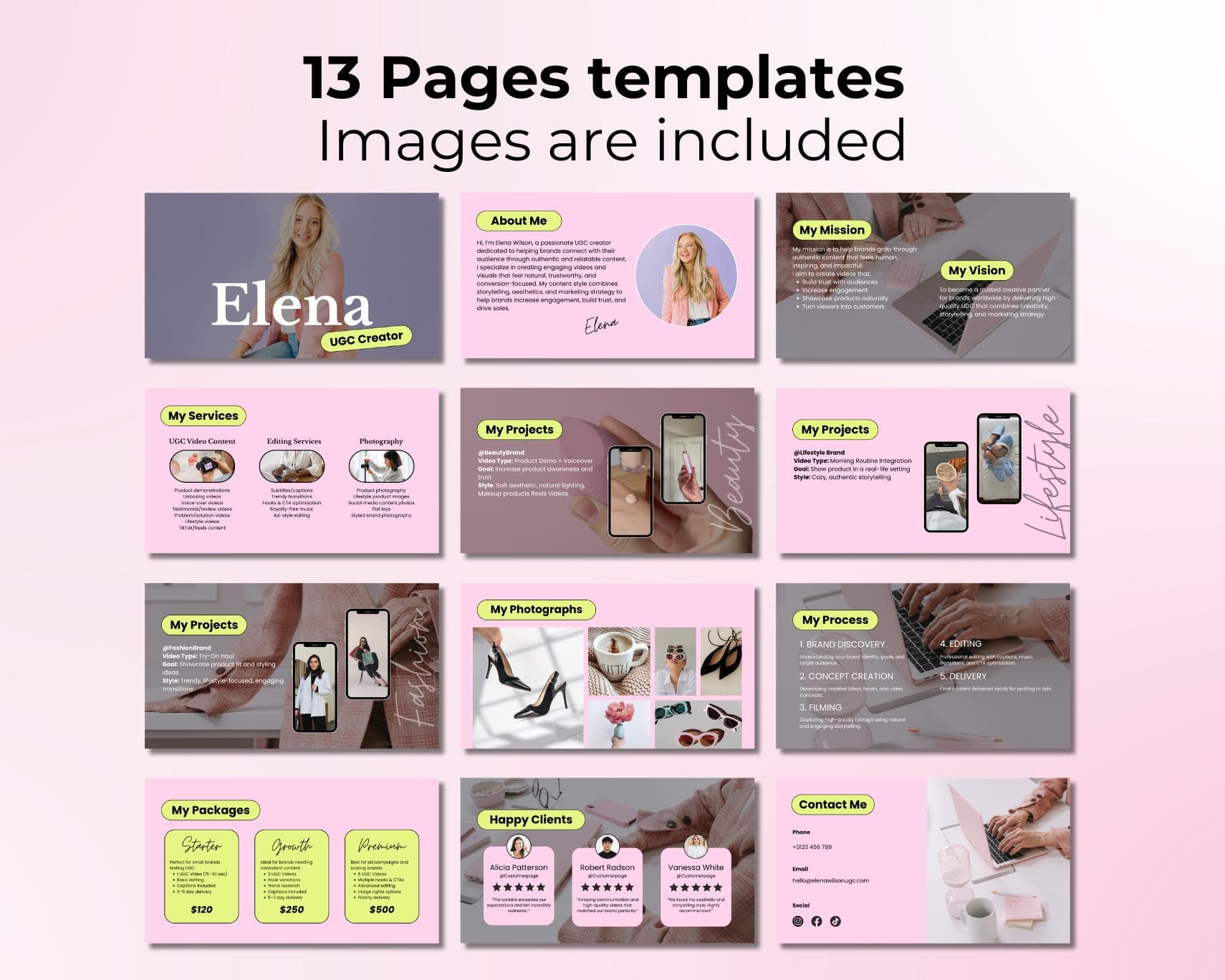 Ugc Portfolio Website Template, Editable On Canva, Pink Content Creator Website, Digital Download - image 3