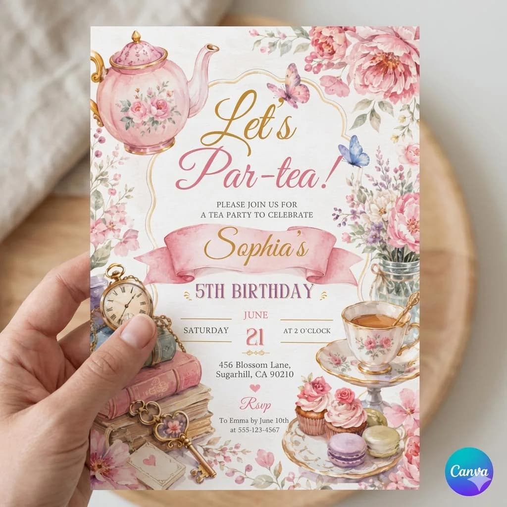 Baby shower announcement: A baby is on the way, baby shower invitation, floral tea for two baby shower (digital download) D119 - image 3