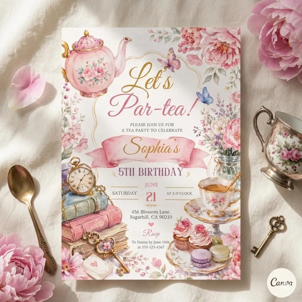 Baby shower announcement: A baby is on the way, baby shower invitation, floral tea for two baby shower (digital download) D119
