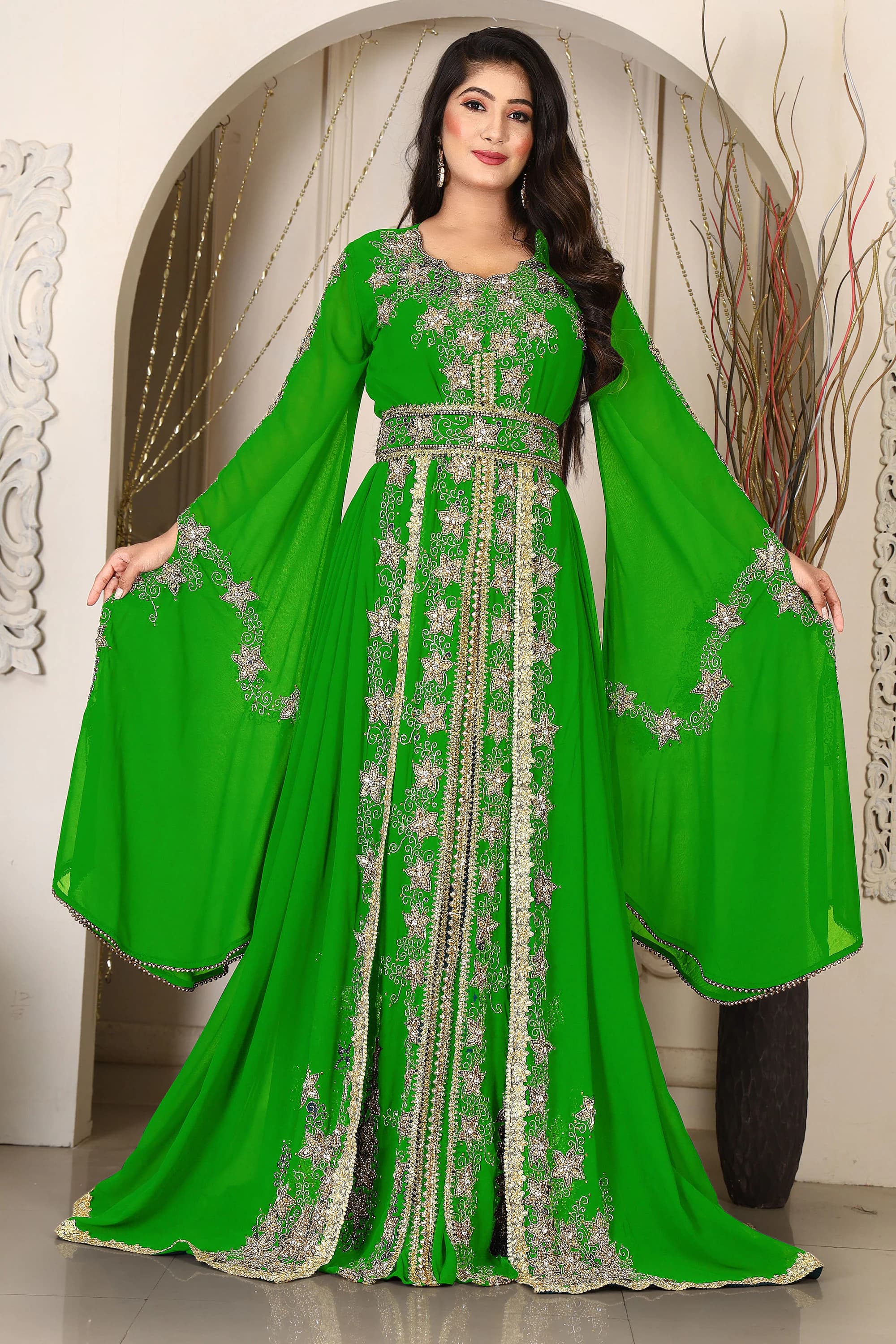 Wedding Hand Beaded Moroccan Kaftan: Dubai Wedding Takchita Gown - image 4