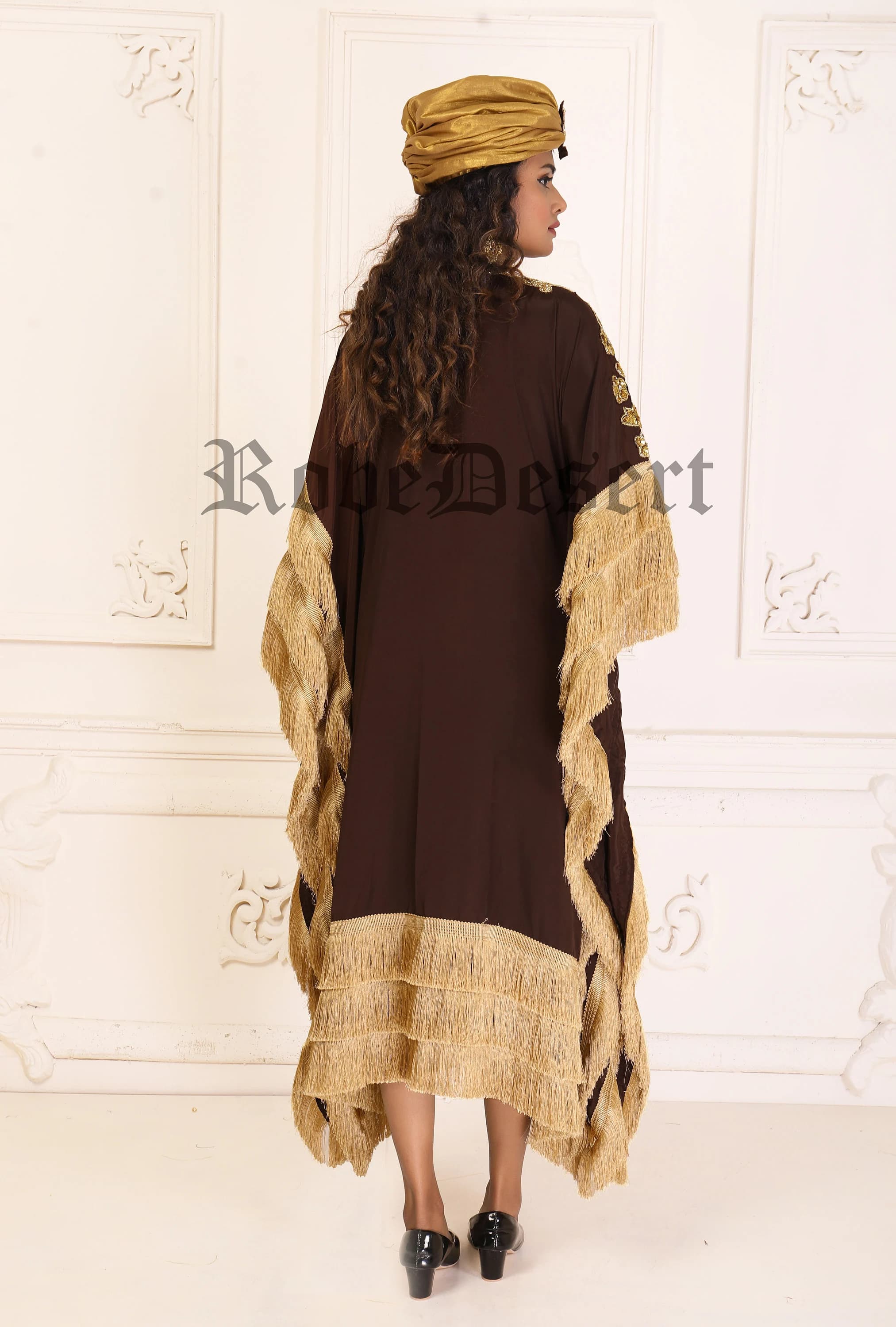 Embroidered Brown Kaftan Dress: Islamic Wedding Gown - image 4