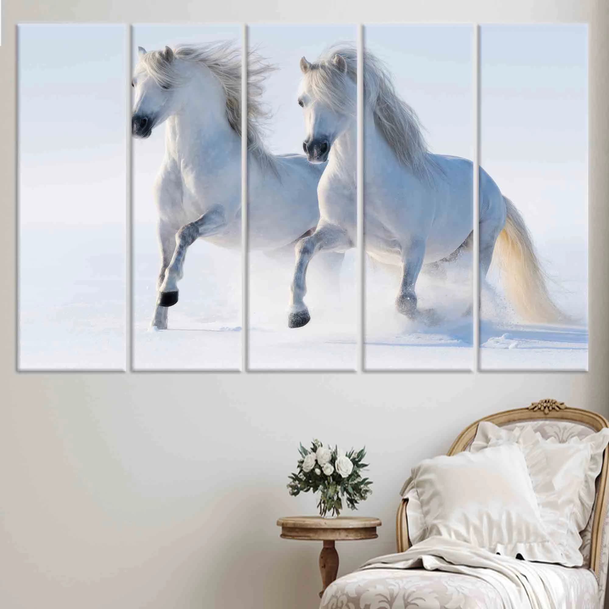 White Horses Canvas Print: Farmhouse Animal Wall Art - image 5