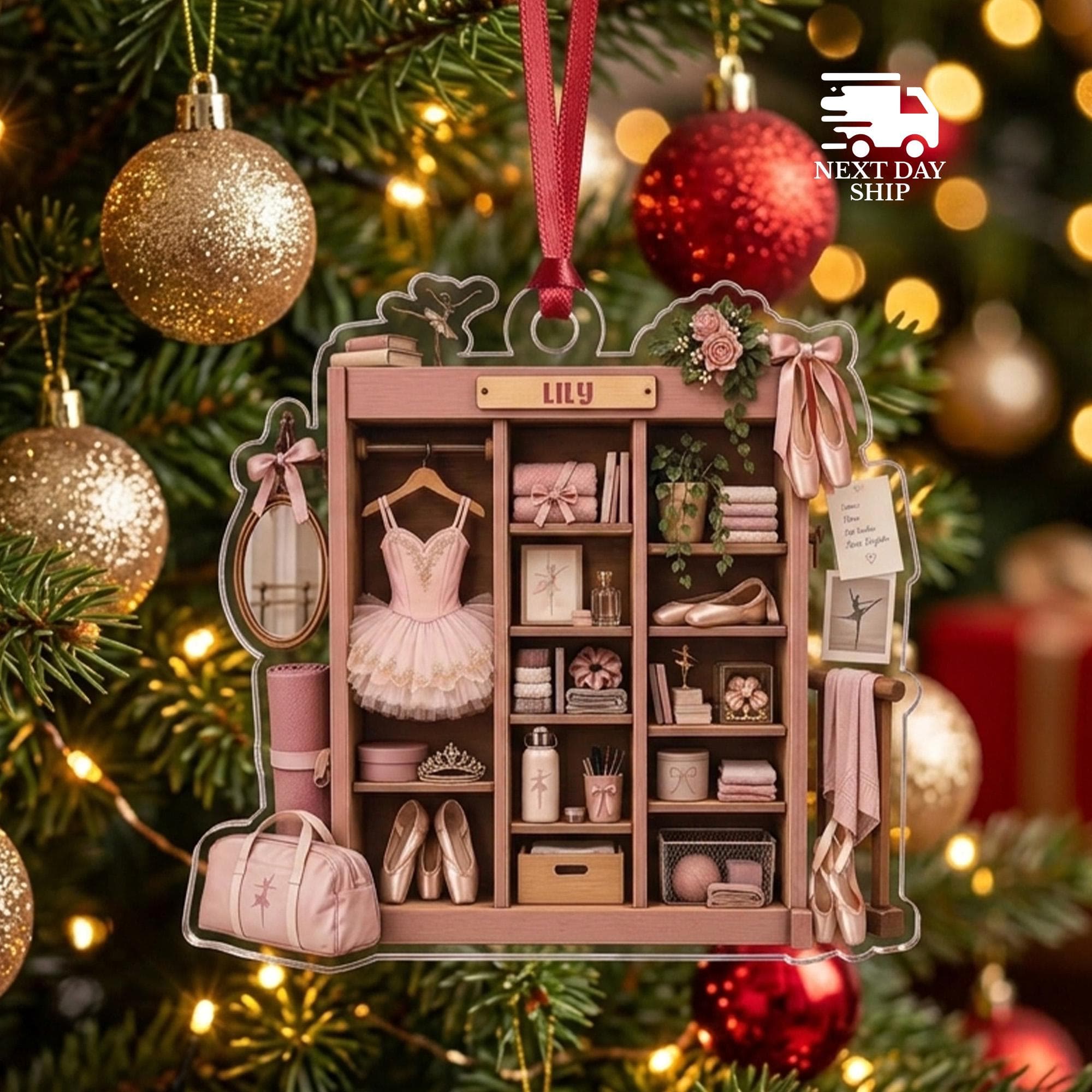 Personalized Ballerina Closet Christmas Ornament, Custom Name Ballet Dancer Ornament, Little Girl Dance Keepsake Gift, Ballet Recital Gift - image 4