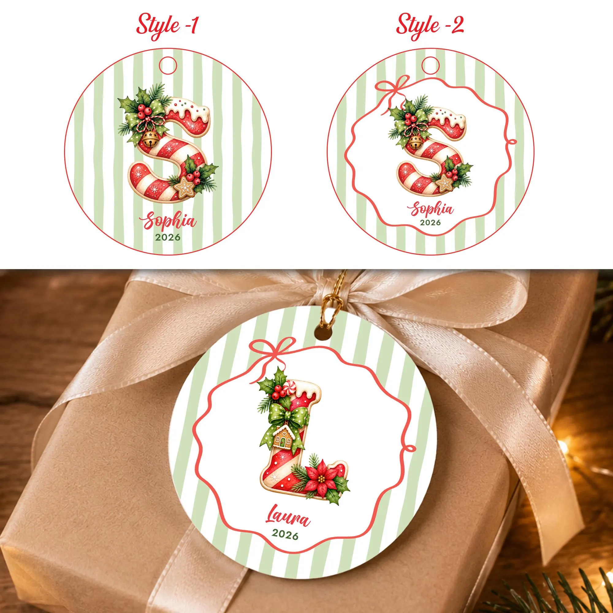 Custom Initial Letter With Name Keepsake,Gift for Girl Daughter Granddaughter Niece, Christmas Keepsake,Personalized Name Christmas Ornament - image 3