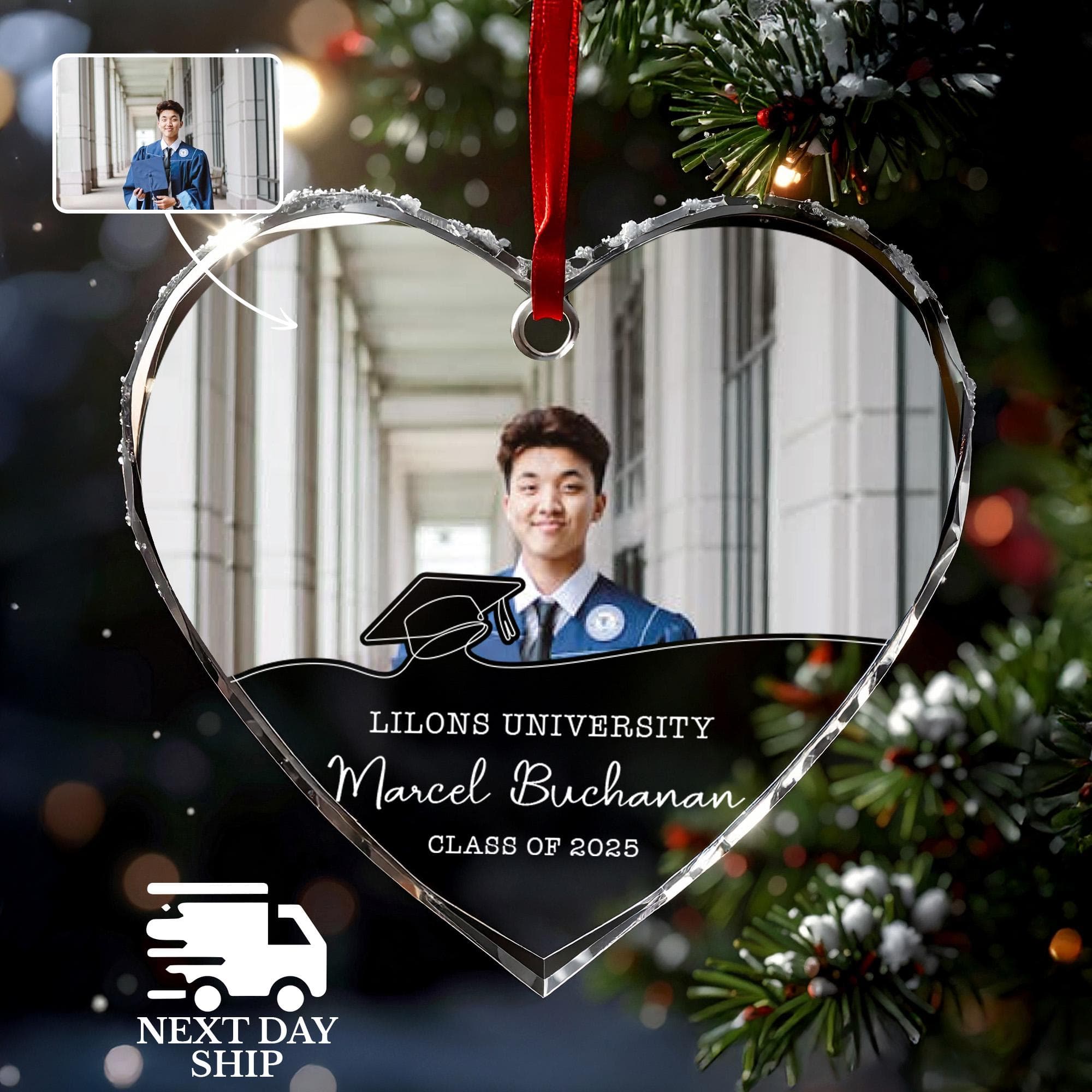 Graduation Photo Ornament, Class of 2026 Picture Keepsake, Personalized University and Student Name Ornament, Senior Graduation Christmas - image 5