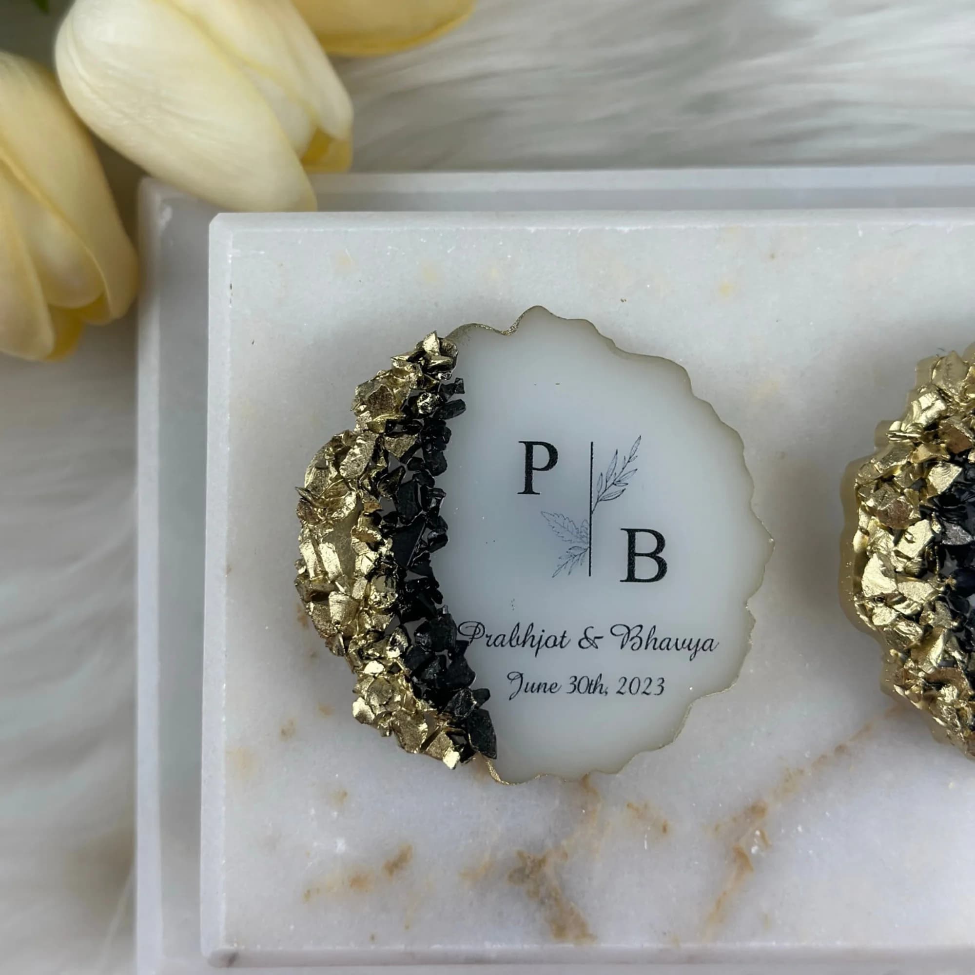 Personalized Epoxy Magnet & Chocolate Wedding Favor Set - image 3