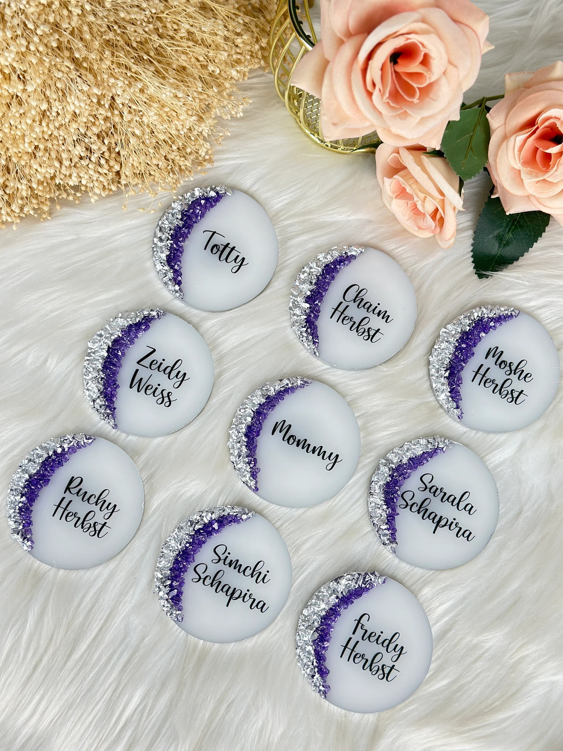 Purple Silver Stone Wedding Magnet, Wedding Party Favors for Guests, Rustic Bridal Shower Favors, Baby Shower Favors, Birthday Magnet Gift - image 5