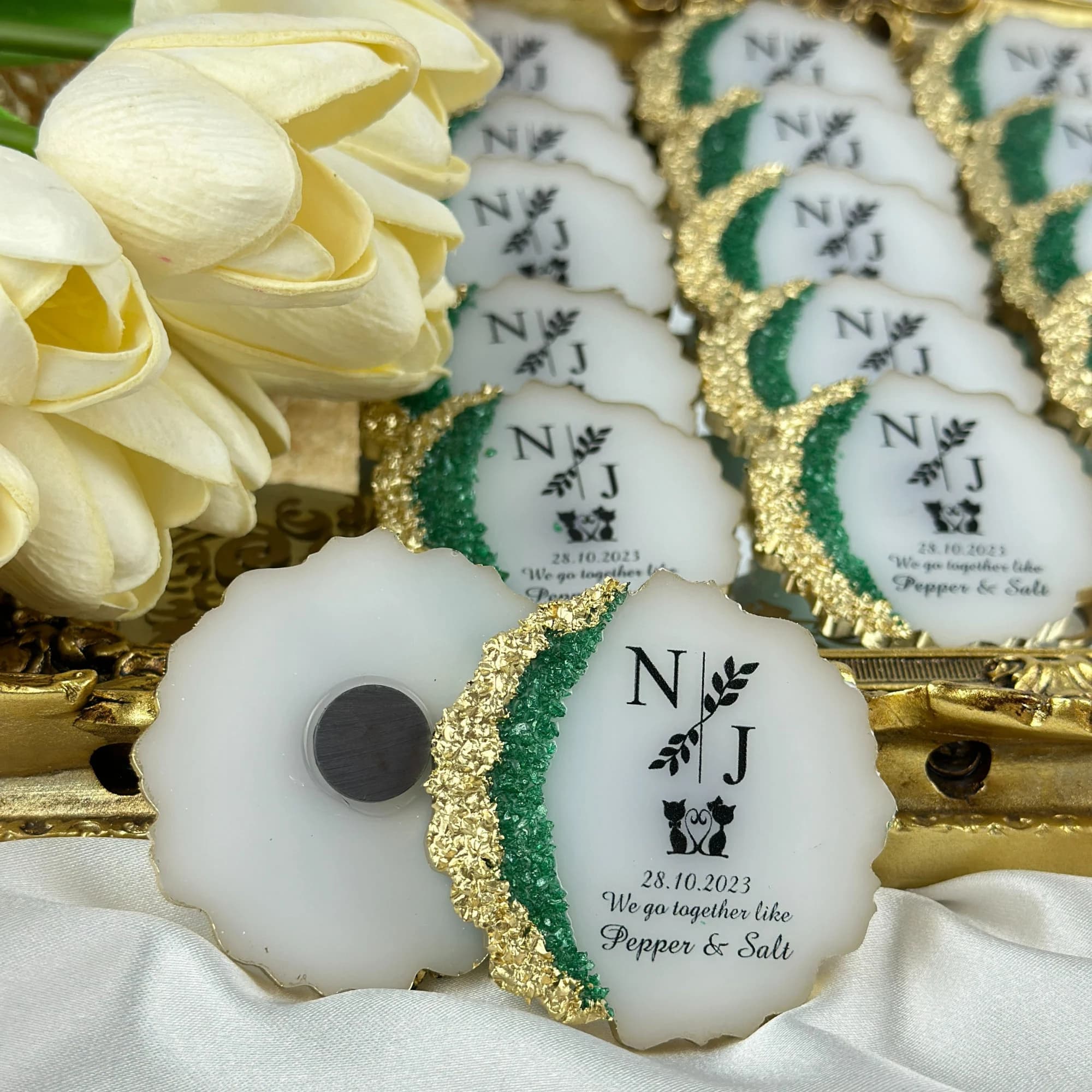 Emerald Green Stone Wedding Magnet, Wedding Favors, Epoxy Magnet, Engagement Favors,Epoxy Magnet, Anniversary Favors, Gift Magnet For Guest - image 4
