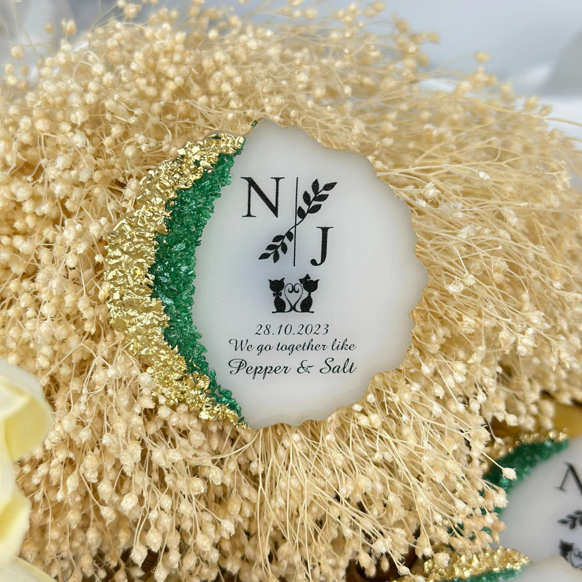 Emerald Green Stone Wedding Magnet, Wedding Favors, Epoxy Magnet, Engagement Favors,Epoxy Magnet, Anniversary Favors, Gift Magnet For Guest - image 5
