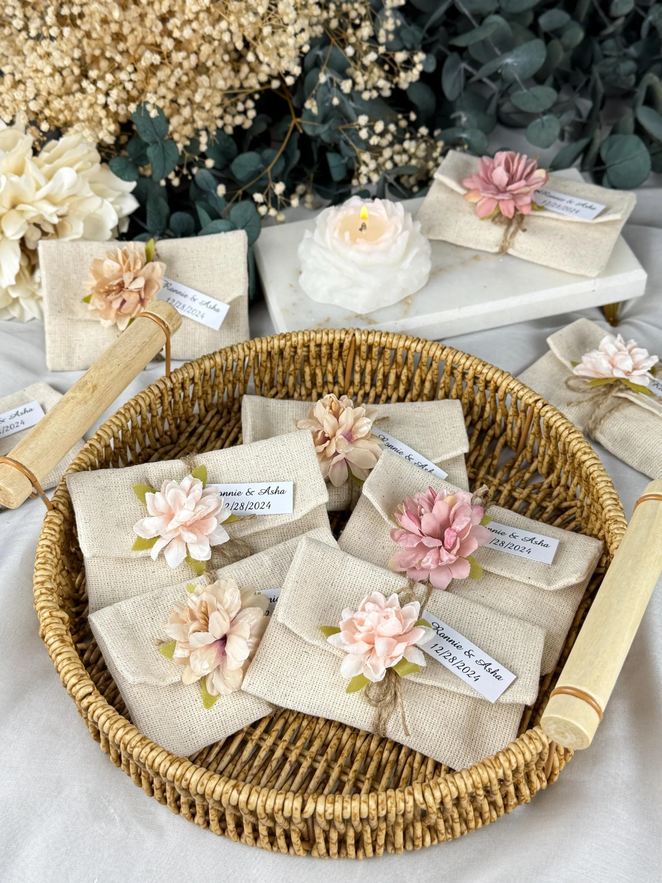 Personalized Lavender Soap Wedding Favors, Linen Pouch, Floral Accent - image 5