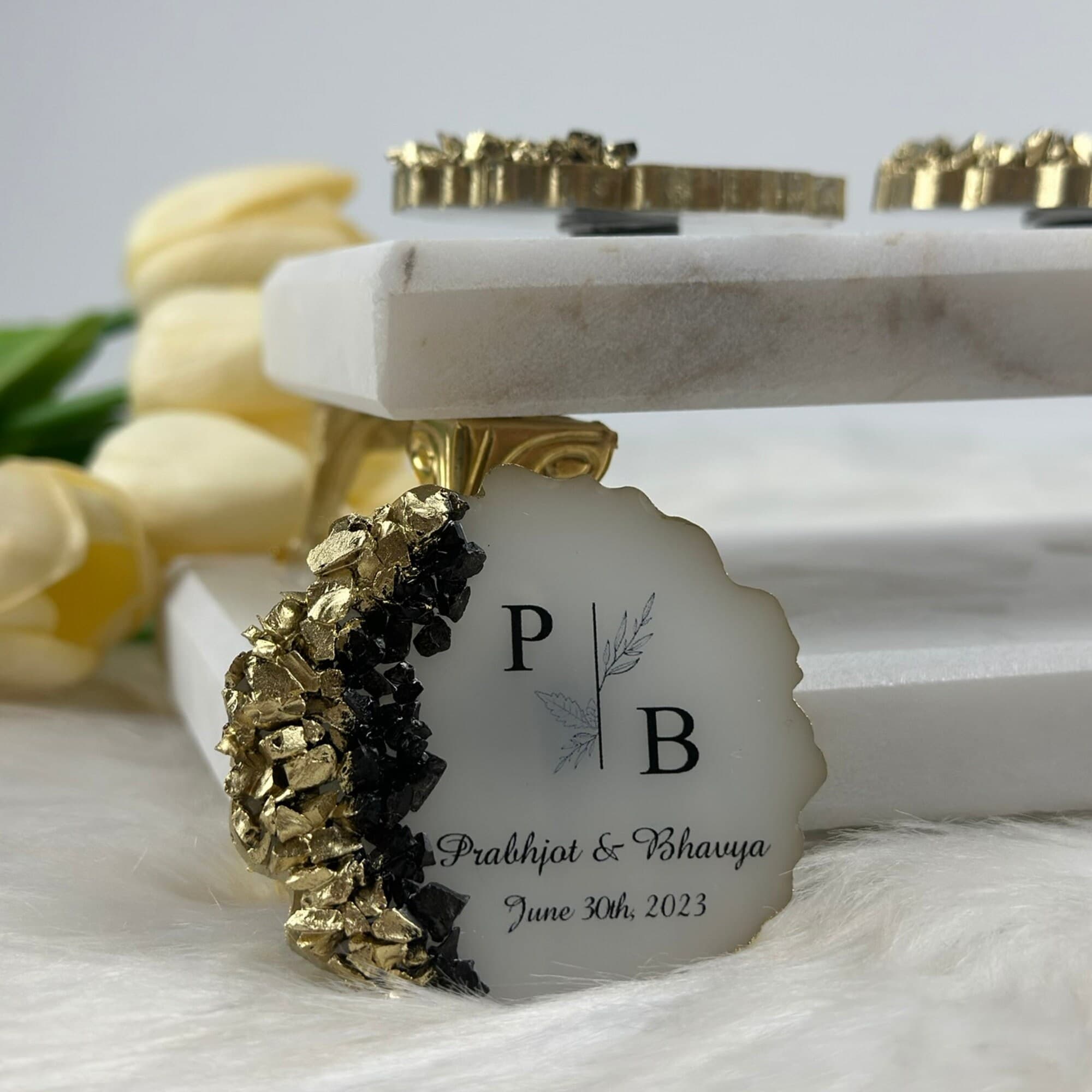 Personalized Epoxy Magnet & Chocolate Wedding Favor Set - image 2