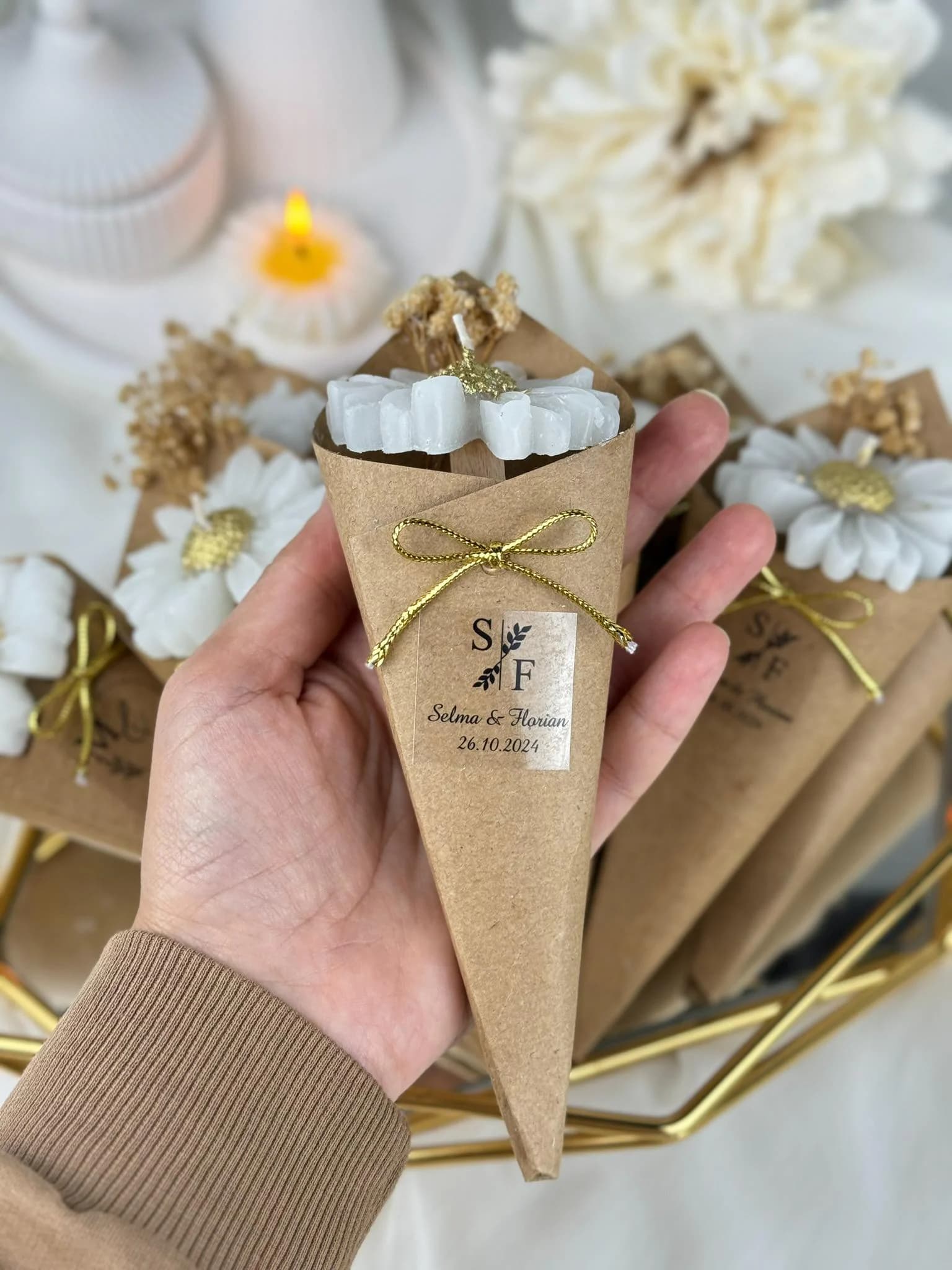 Daisy Flower Candle Gift, Flower Candle Bouquet Favors, Sun Flower Candle,40th,50th,60th,80th,90th,100th Birthday Party Favors, Wedding Gift - image 4