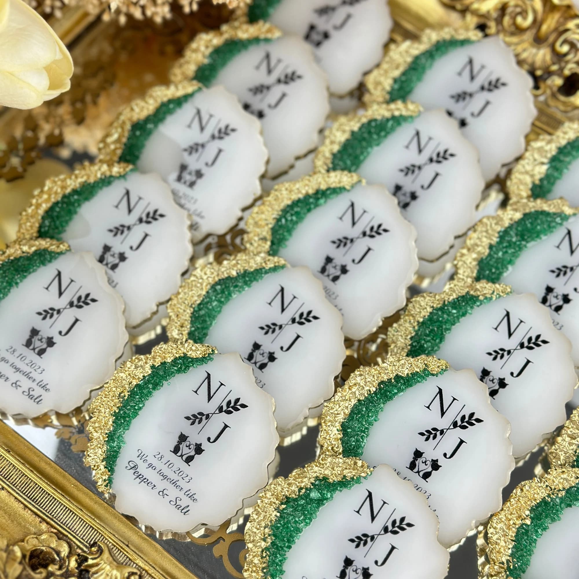 Emerald Green Stone Wedding Magnet, Wedding Favors, Epoxy Magnet, Engagement Favors,Epoxy Magnet, Anniversary Favors, Gift Magnet For Guest - image 3