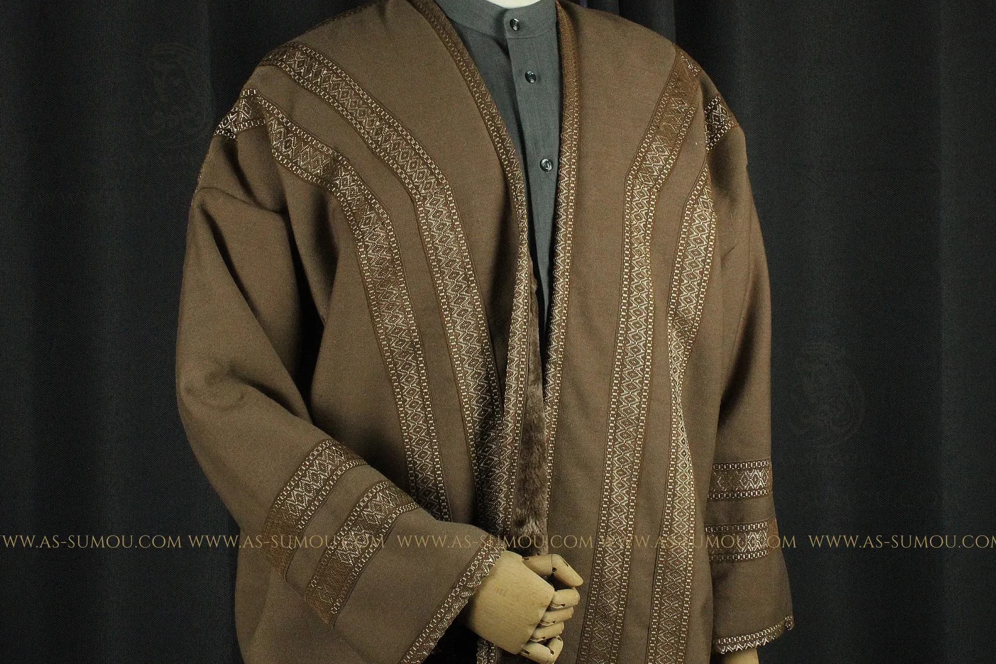 Rare Brown Men’s Farwa Bisht Arabian Coat Fur Lined Warm Winter Coat Arabic Abaya Quality Arab Attire Mishla Farwah فروة فروات شتوية رجالي