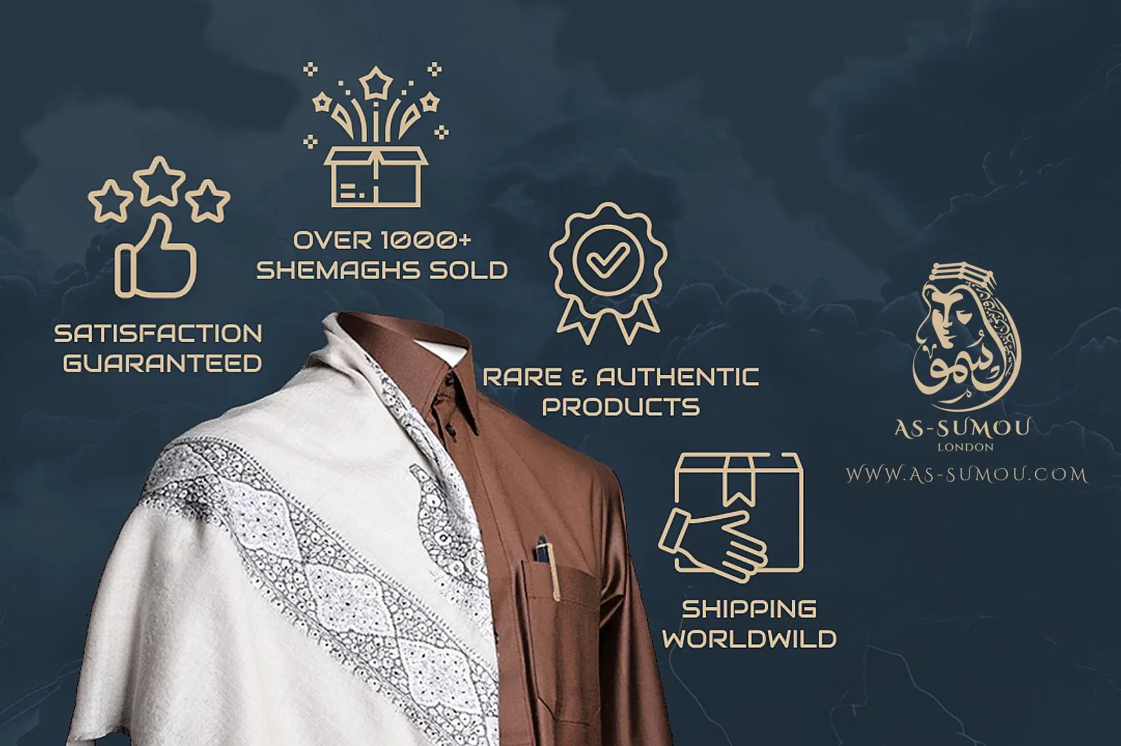 Brown Authentic Yemeni Shemagh Embroidered Scarf Amazing Keffiyeh Imama Ghutra Arab Men Scarves Perfect Gift One-of-One Design شال يمني ASU3 - image 3