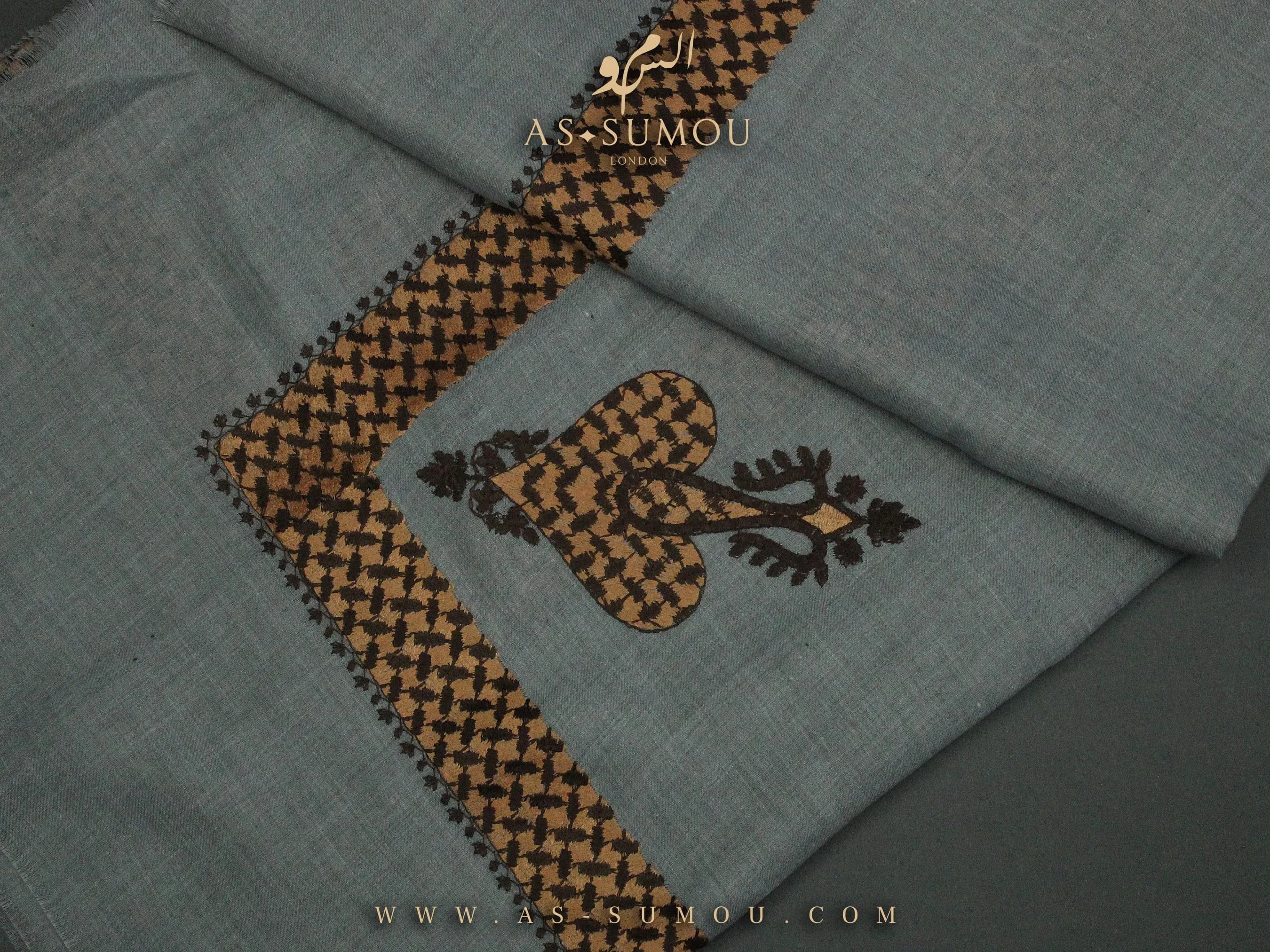 Authentic Yemeni Shemagh Embroidered Scarf Amazing Keffiyeh Imamah Ghutra Arab Men Scarves Perfect Gift One-of-One Design شال يمني EY32