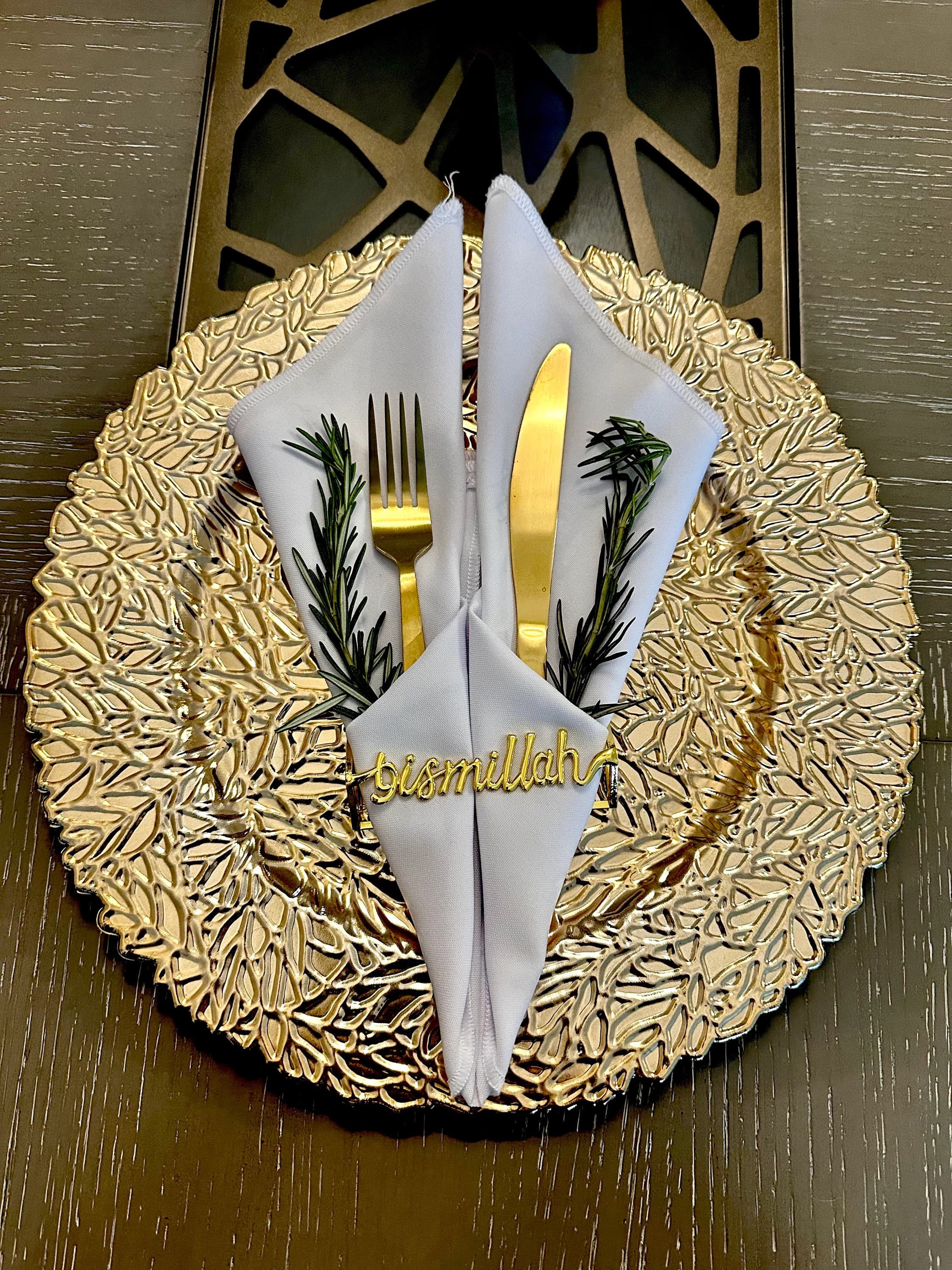 Bismillah Gold Arabic Islamic Gifts Napkin Ring Dinner Wedding Eid Ramadan Table Setting Decoration - image 2