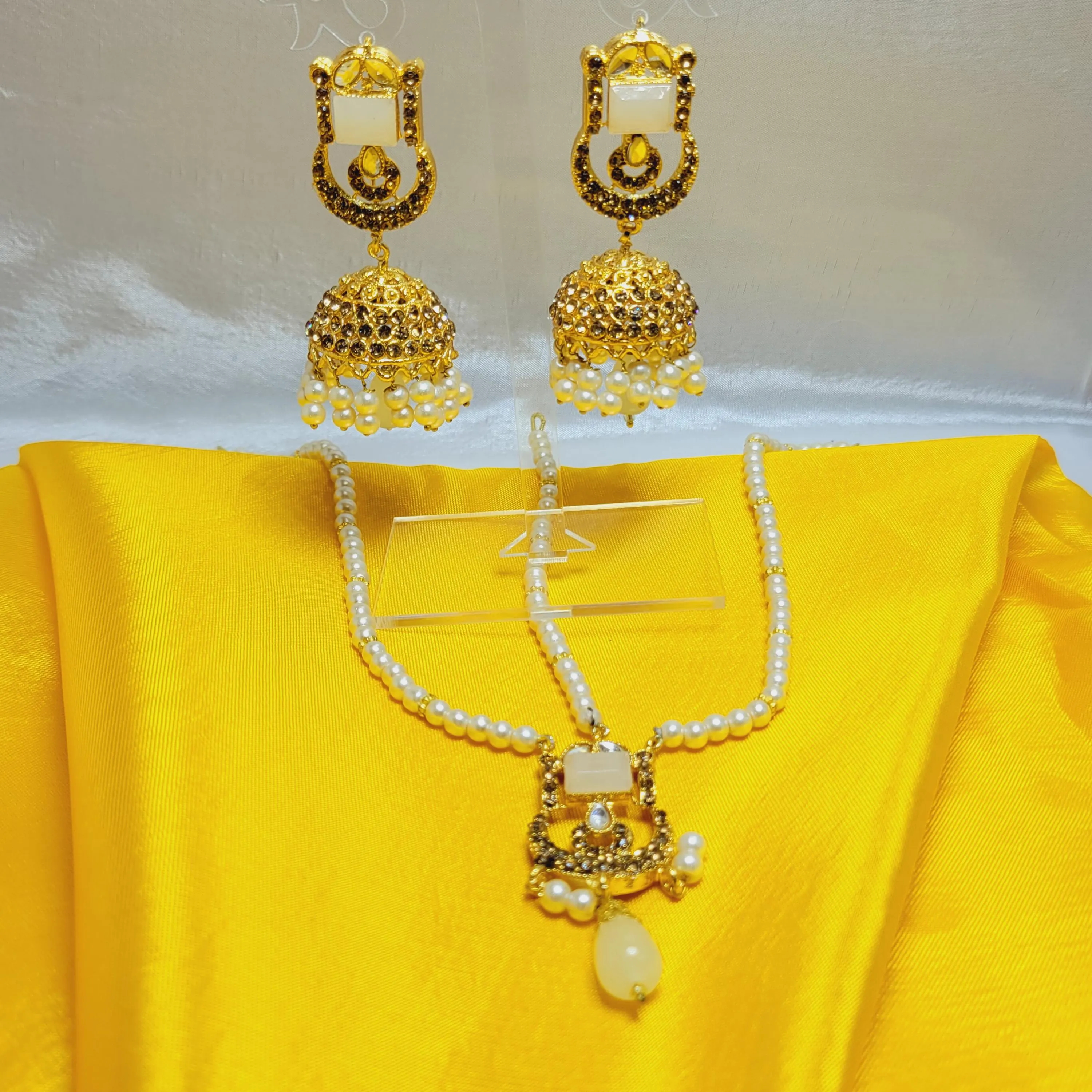 Pearl White Ethnic Choker Set - Traditional Indian Jewelry - image 3