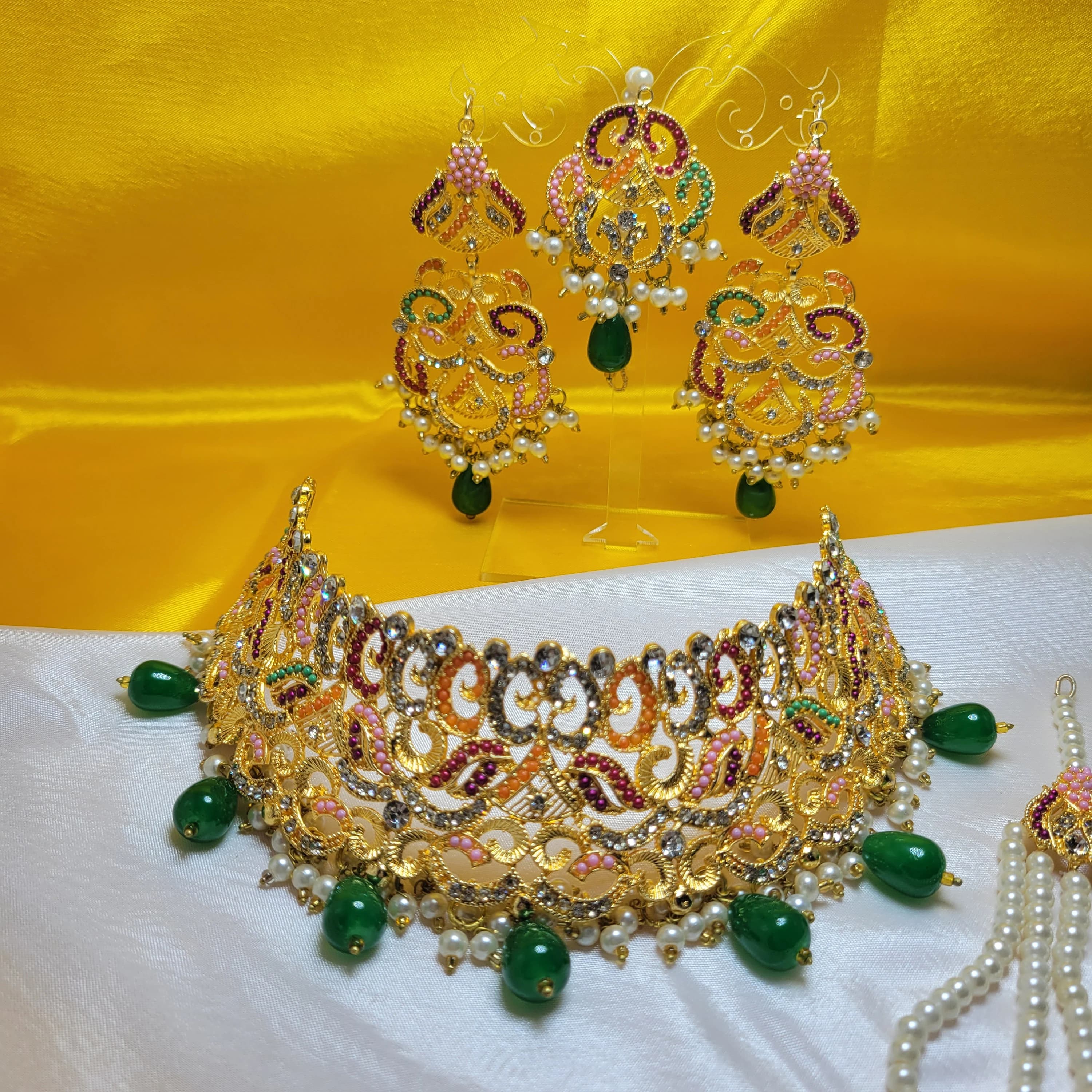 Bridal Choker Jewelry Set, Indian Pakistani Style - image 3