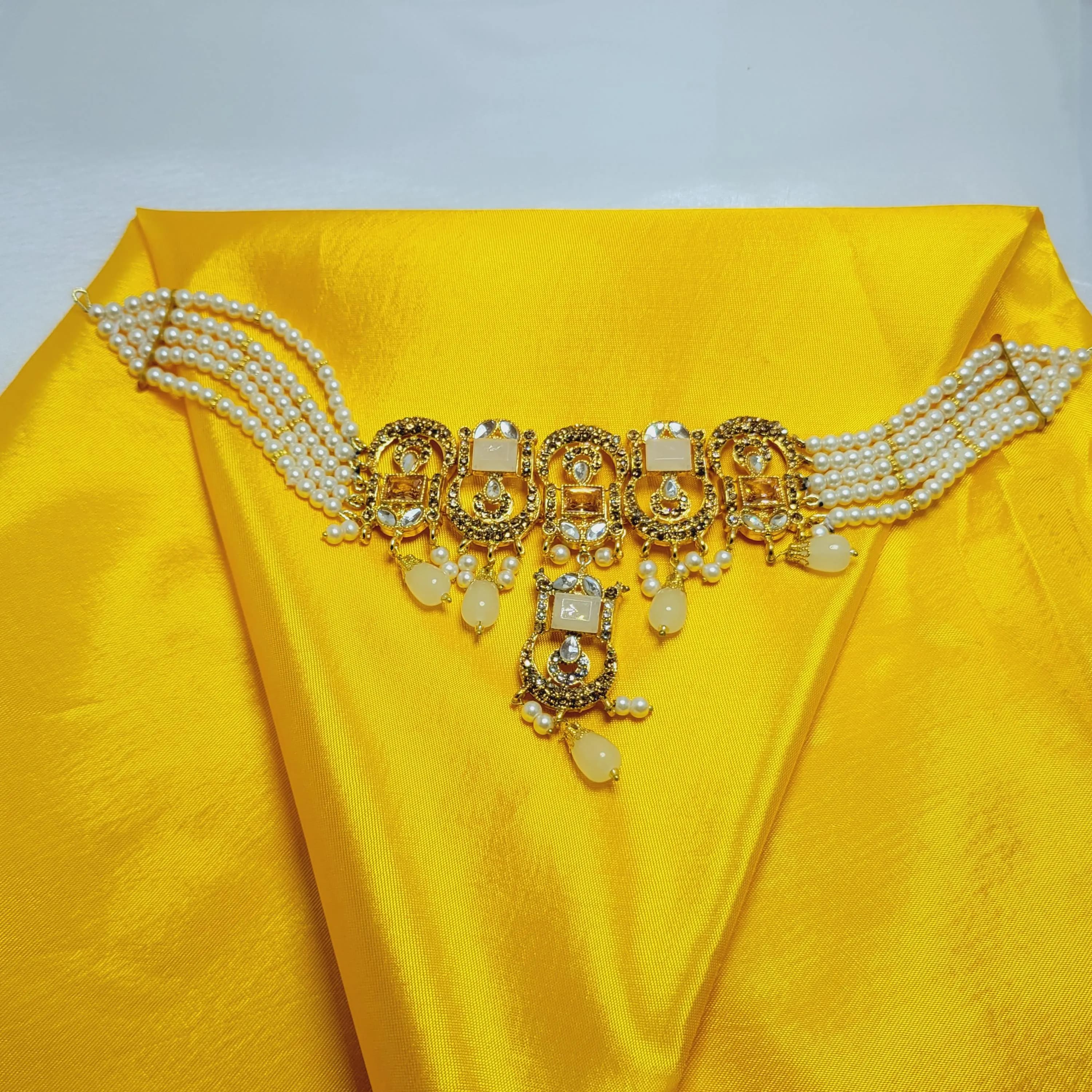 Pearl White Ethnic Choker Set - Traditional Indian Jewelry - image 5