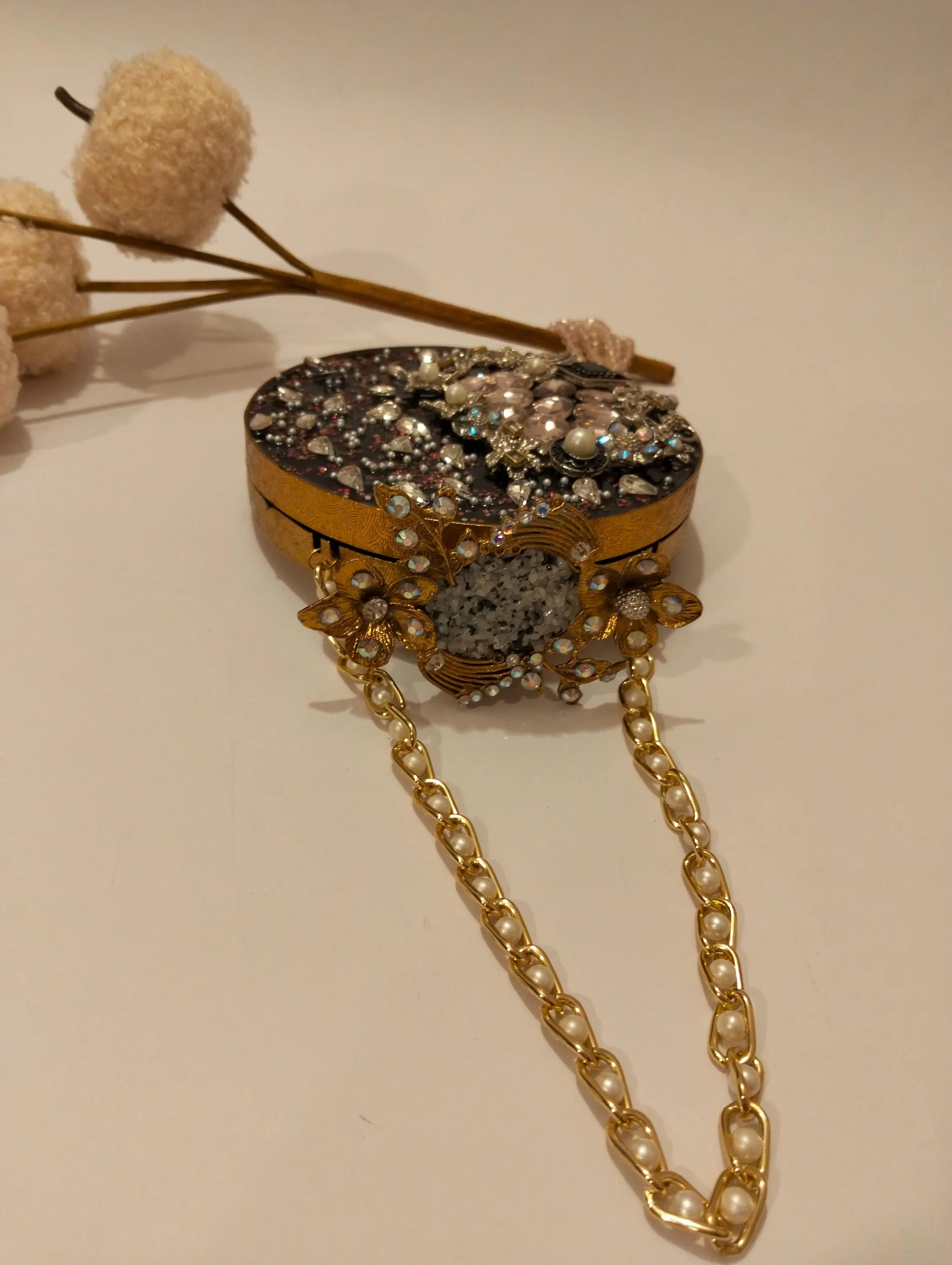 Embellished Rhinestone Clutch, Bridal Handbag, Metal Purse - image 3