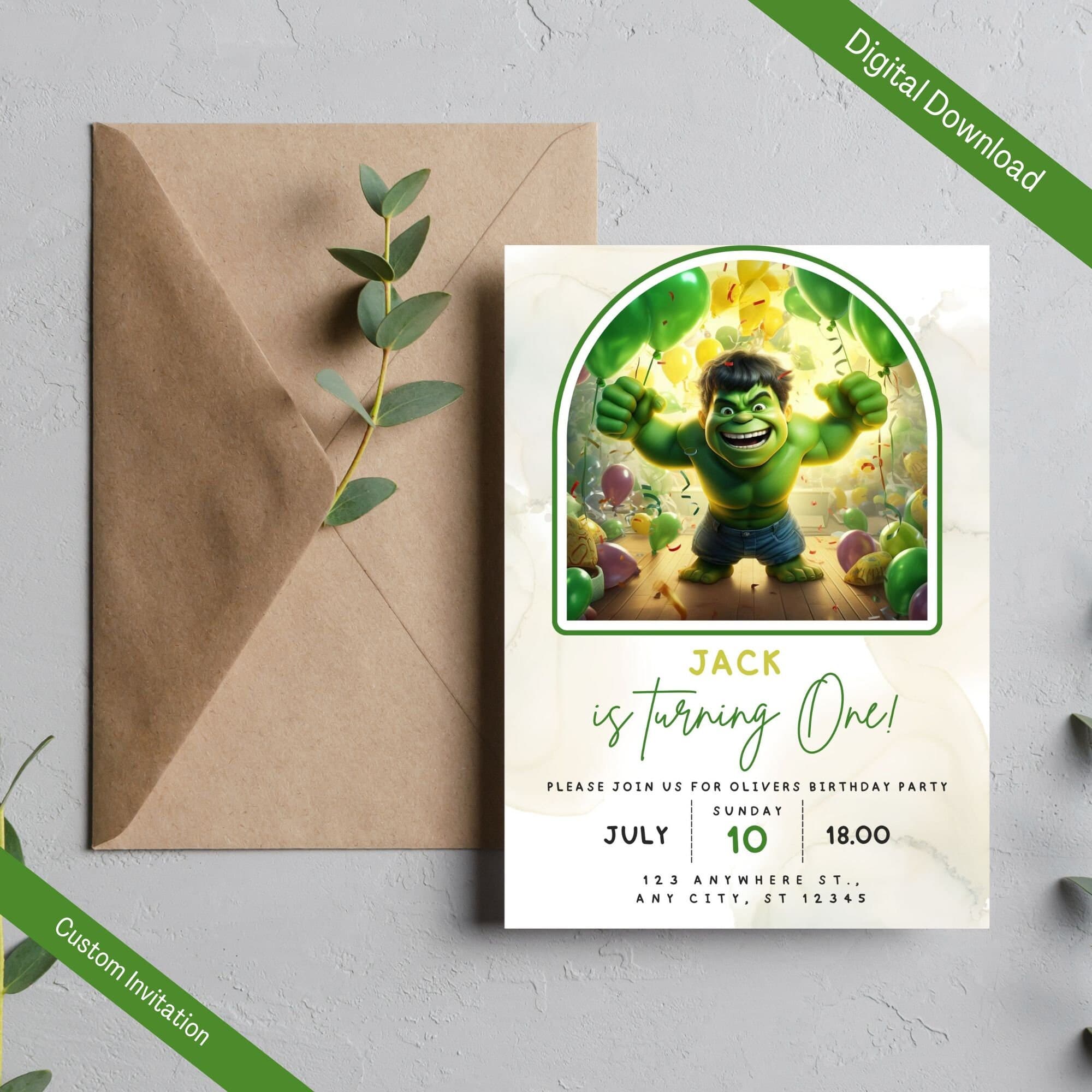 Cute Hulk Birthday Invitation Template, Digital Kids Party Template, Baby Hulk invitation, Editable Birthday Party Invitation, Party invite - image 4