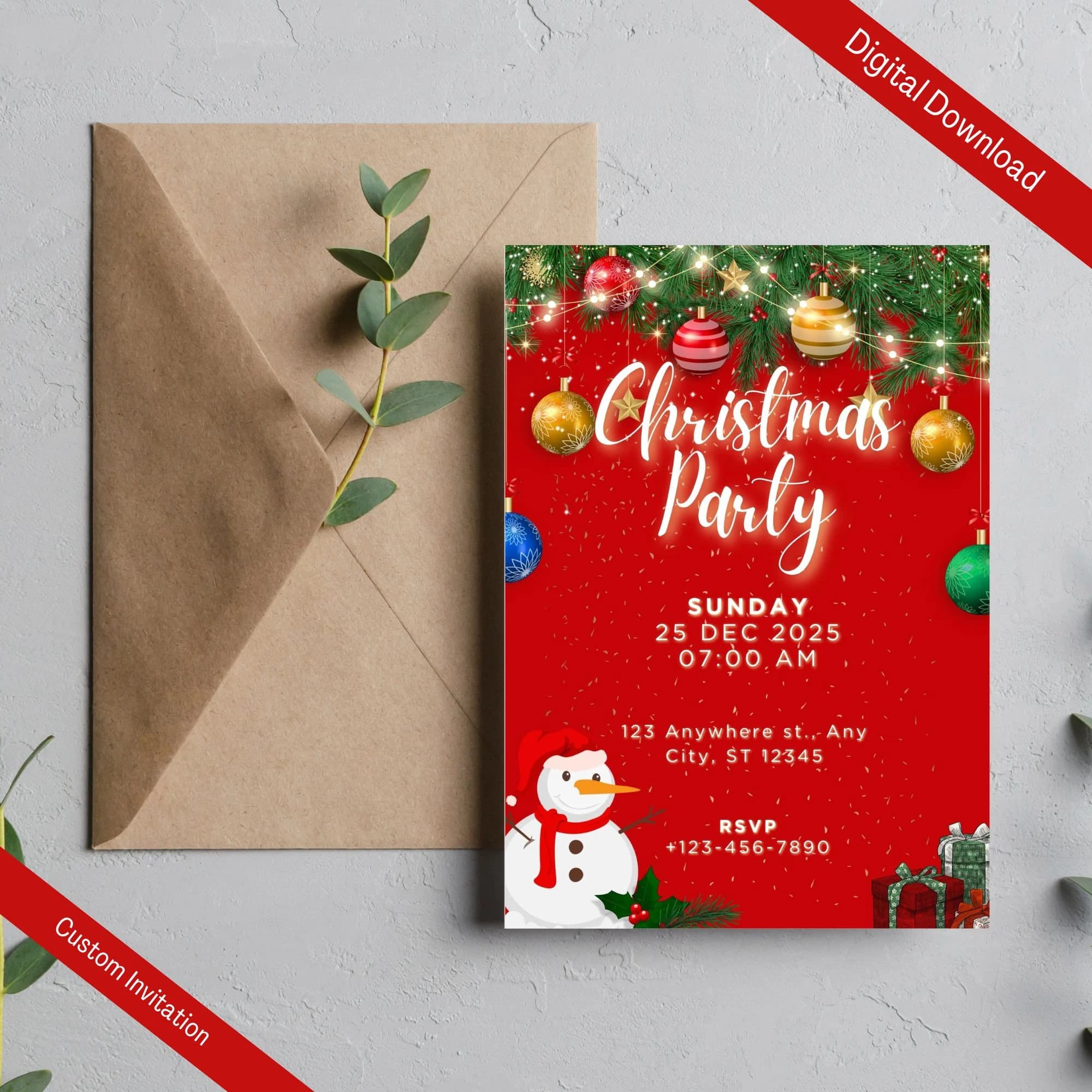 Animated Christmas Party Invitation, Editable Christmas Party invite, Electronic Invitation, Printable Template, Christmas Invitation, xmas - image 4