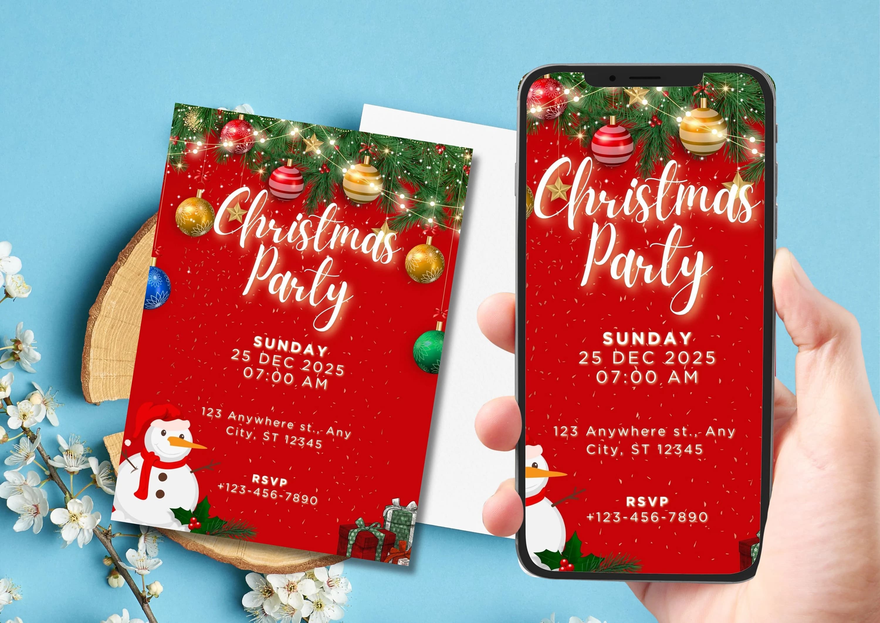 Animated Christmas Party Invitation, Editable Christmas Party invite, Electronic Invitation, Printable Template, Christmas Invitation, xmas - image 3