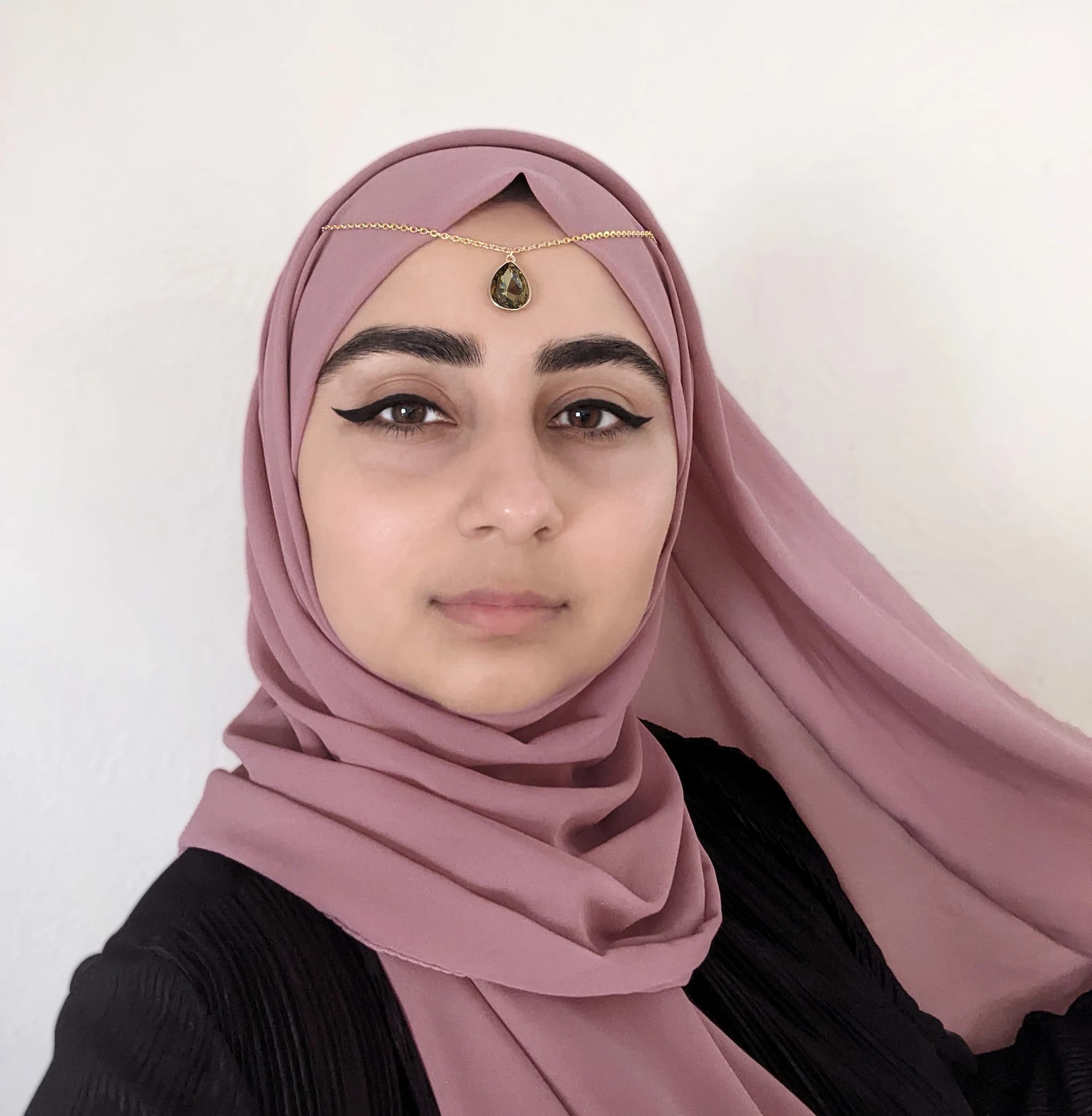 Gold Double Hijab Pin: Yellow Crystal Teardrop Head Chain - image 3