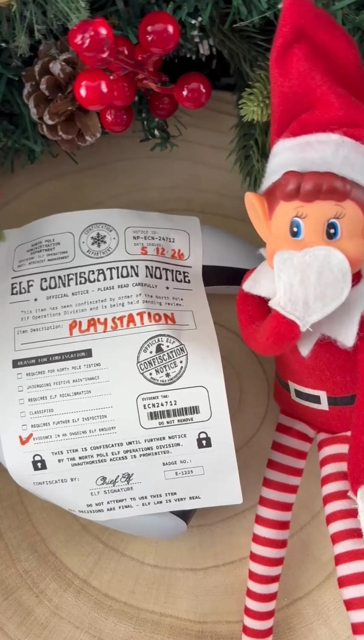Official Elf Confiscation Notice - Christmas Elf - Elf On The - Elf Extras - Christmas Magic -Let The Elf Take The Blame - Funny - Xmas - image 3