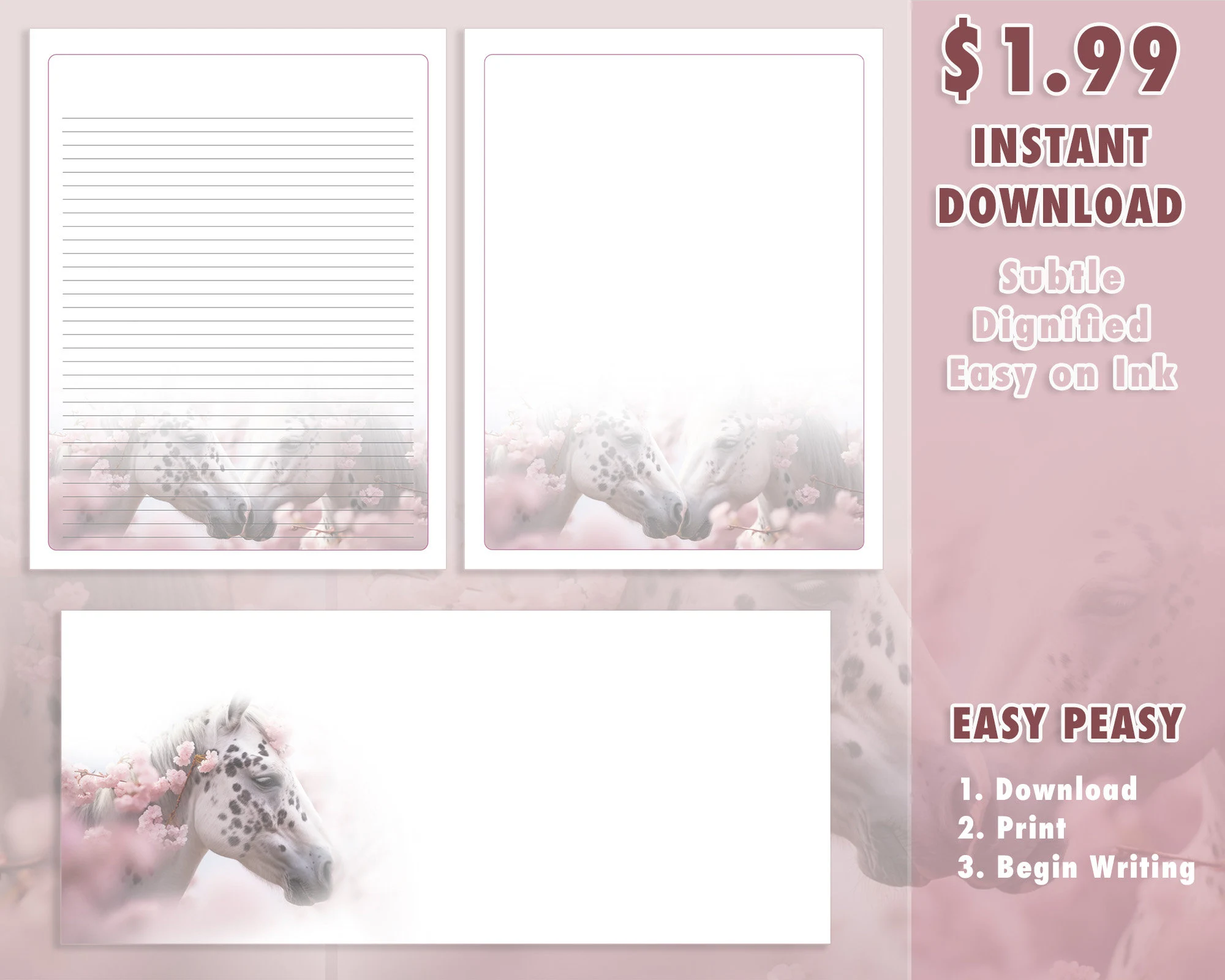 INSTANT Downloadable JW Stationery - Horses-2
