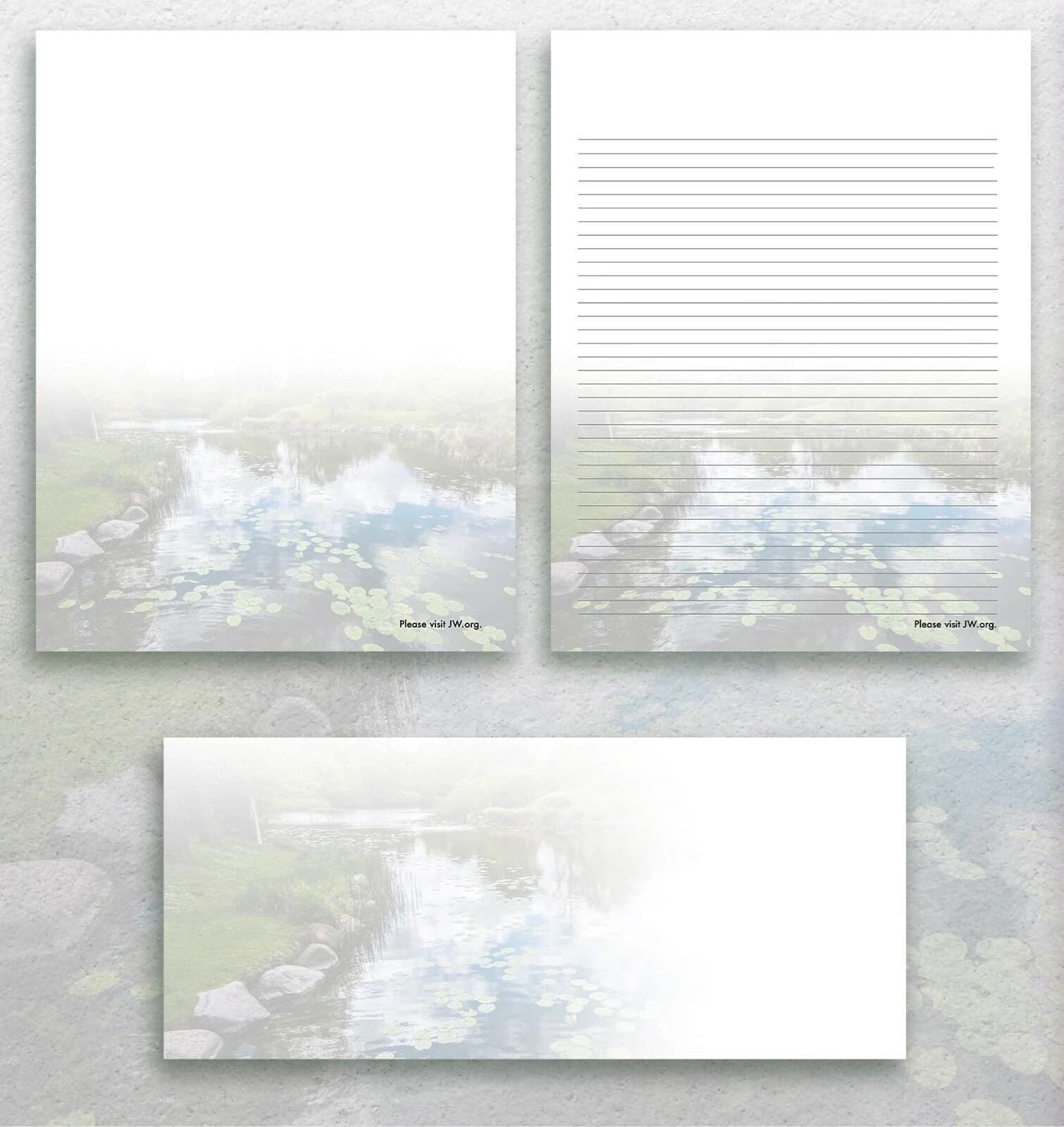 Lily Pond JW Instant Downloadable Stationery