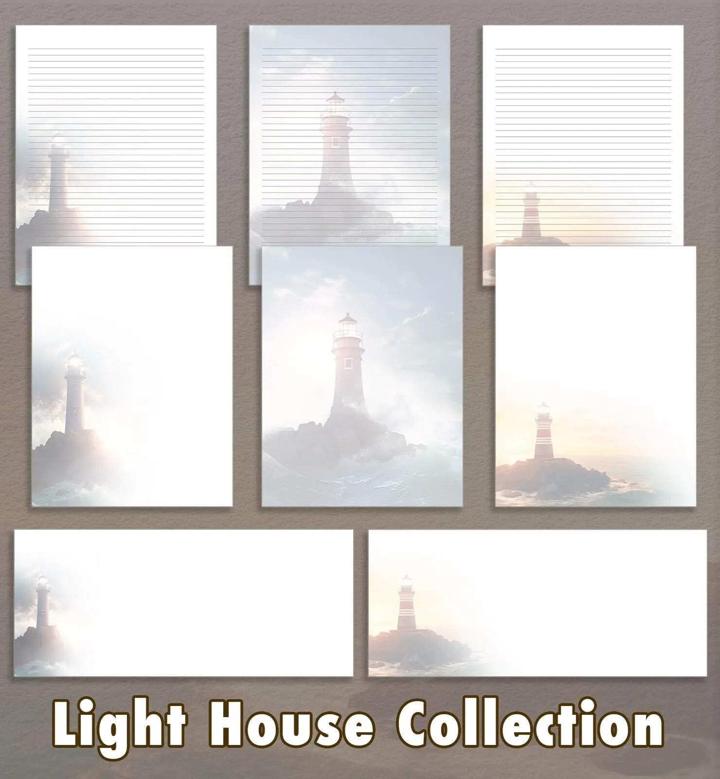 JW Downloadable Stationery Lighthouse Collection 8 pieces total