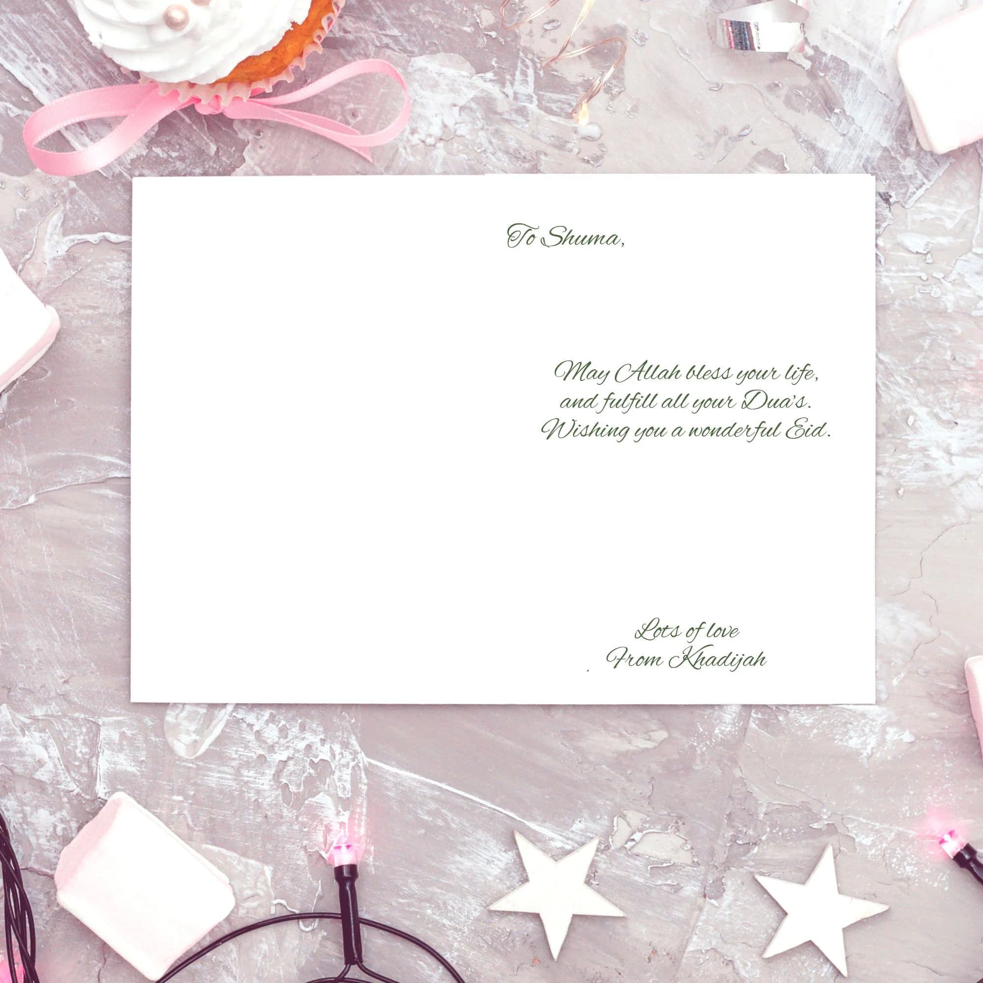 Eid Mubarak card, personalised Eid card, Eid Mubarak with crescent, moon and star - image 5