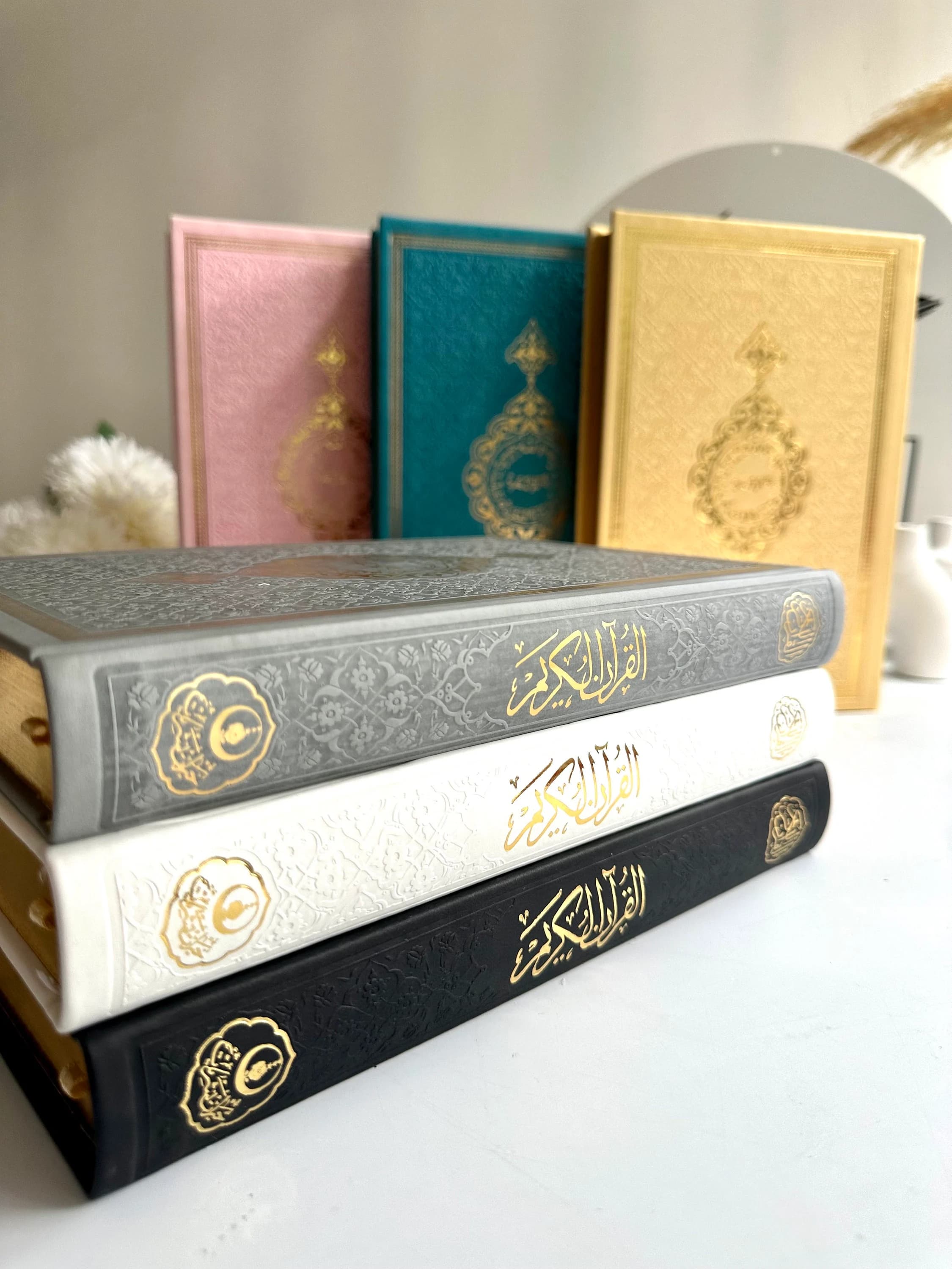 Large Soft Pink Arabic Quran, Special Quran Set, Muslim Woman Quran Gift, Eid Gift, Arabic Thermo Leather Quran, Prayer Rug, Crystal Tasbih - image 4