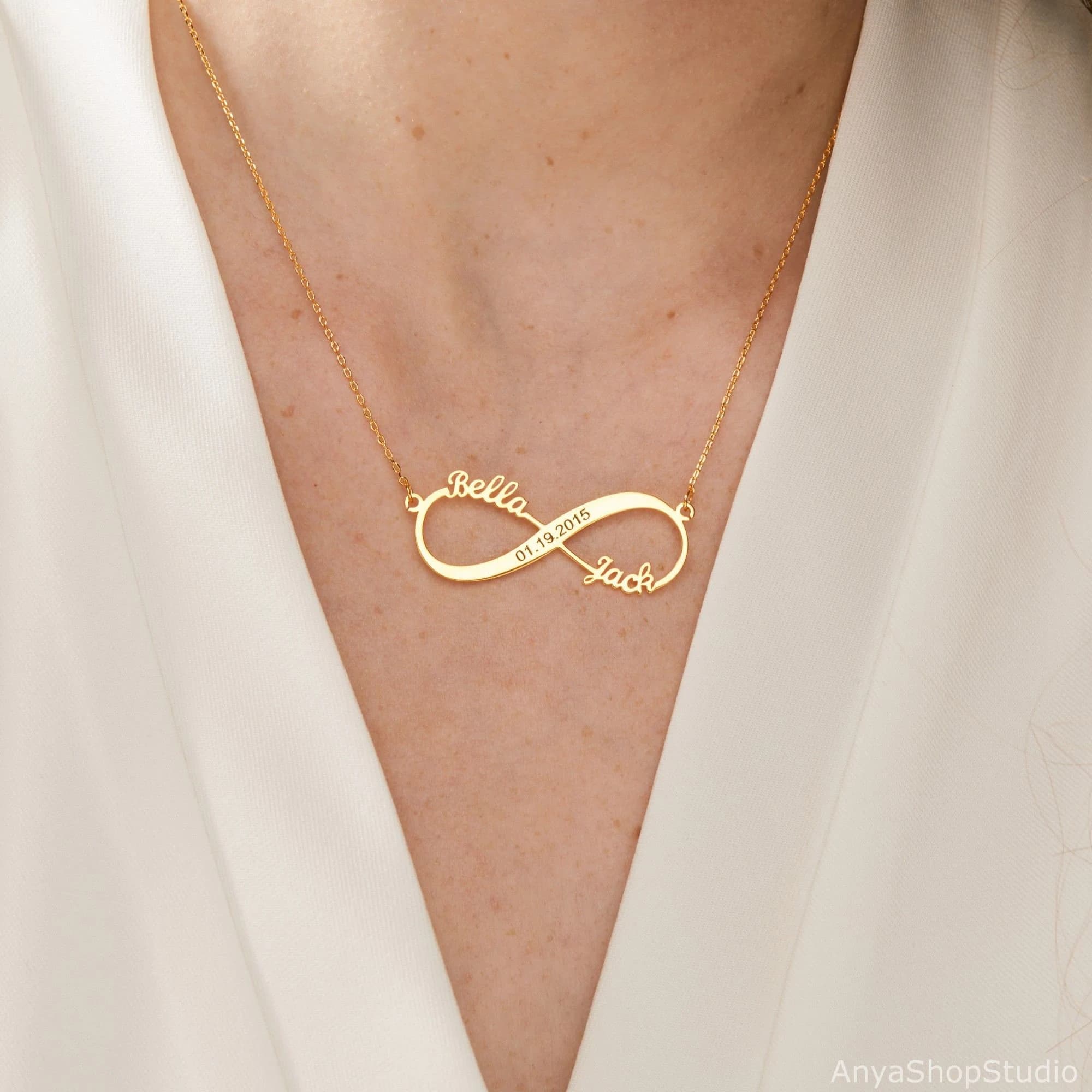 Personalized Infinity Name Necklace, Custom Date Necklace, Engraved Necklace, Family Name Necklace, Anniversary Gift, Christmas Gift 2023 - image 3