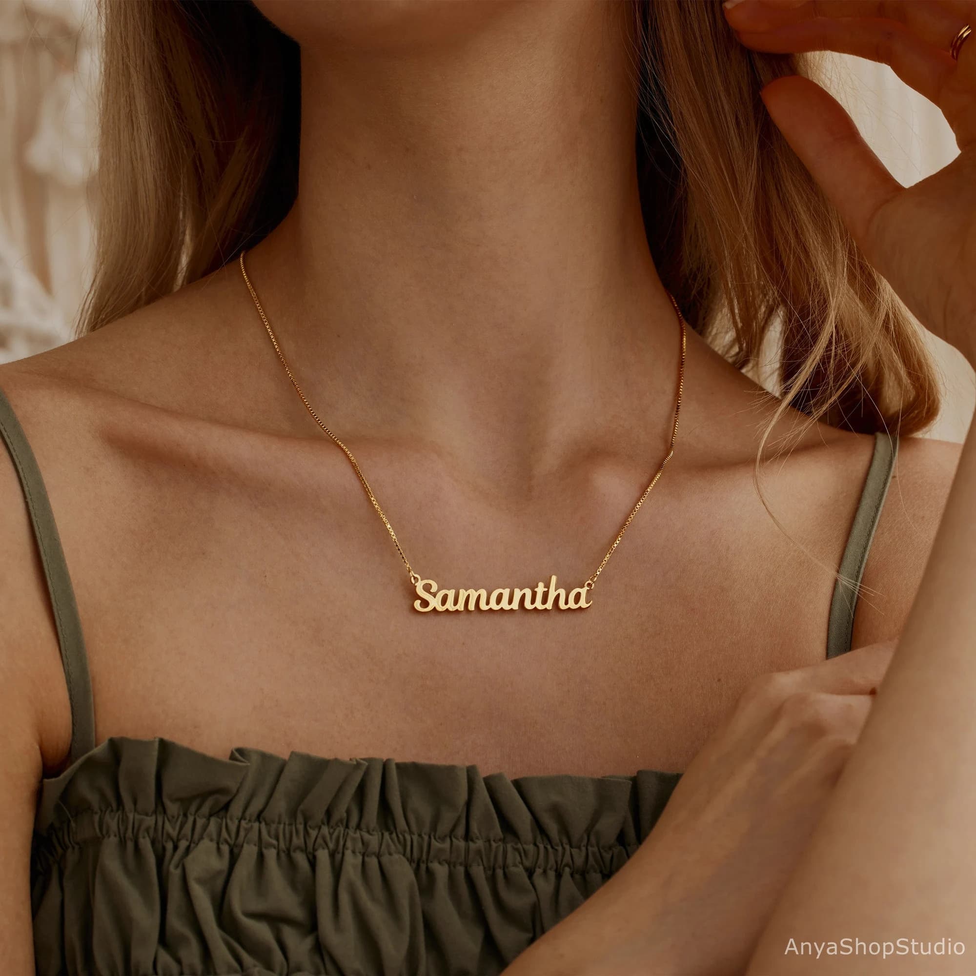 Personalised 18K Gold Plated Name Necklace with Box Chain, Custom Name Necklace, Dainty Name Jewelry, Birthday Gift for her, Christmas Gift