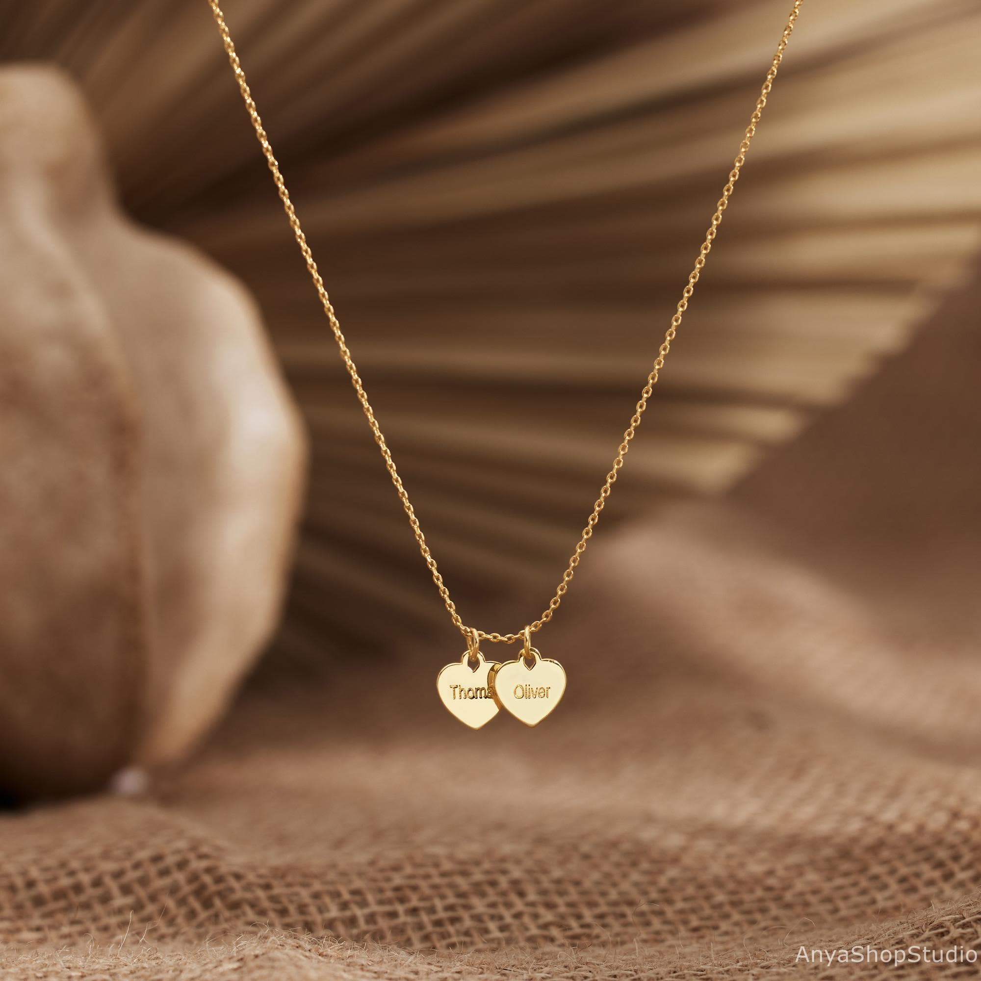 Custom Birthstone Heart Necklace, Engraved Name Necklace, Multiple Heart Necklace with Birthstone, Mothers Necklace, Christmas Gift for Her - image 4