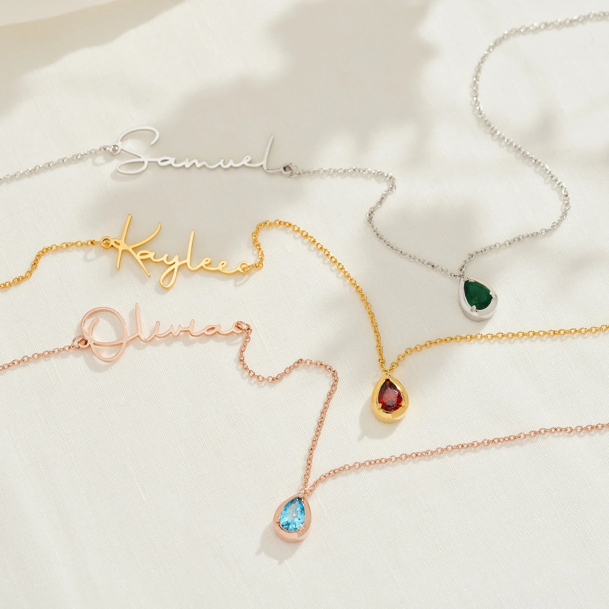 Custom Name Necklace with Birthstone, Birthstone Necklace, Sideways Name Necklace, Birthday Gift for Her, Mothers Necklace, Christmas Gift - image 4
