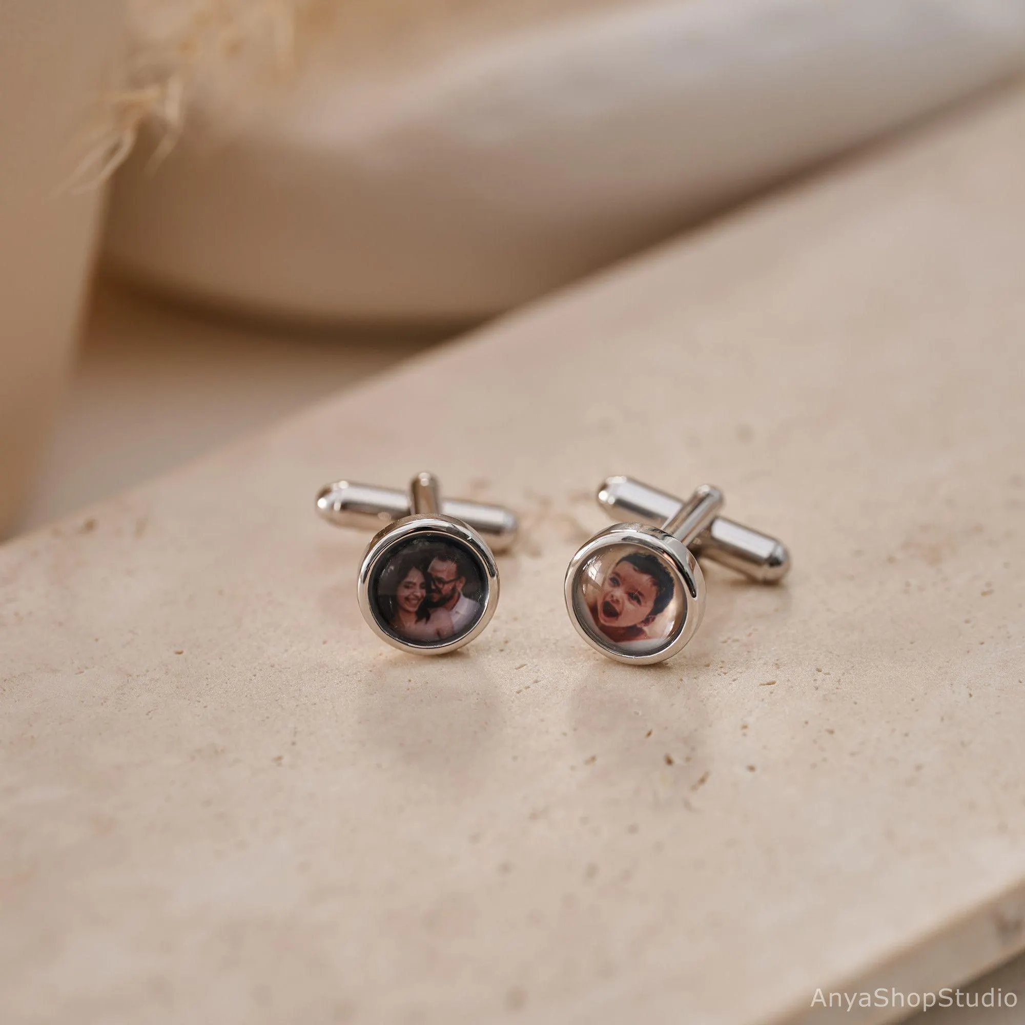 Custom Photo Men Cufflinks, Personalised Engraved Cufflinks, Wedding Groomsmen Gift, Birthday Gift for Dad, Anniversary Jewelry for Him - image 2